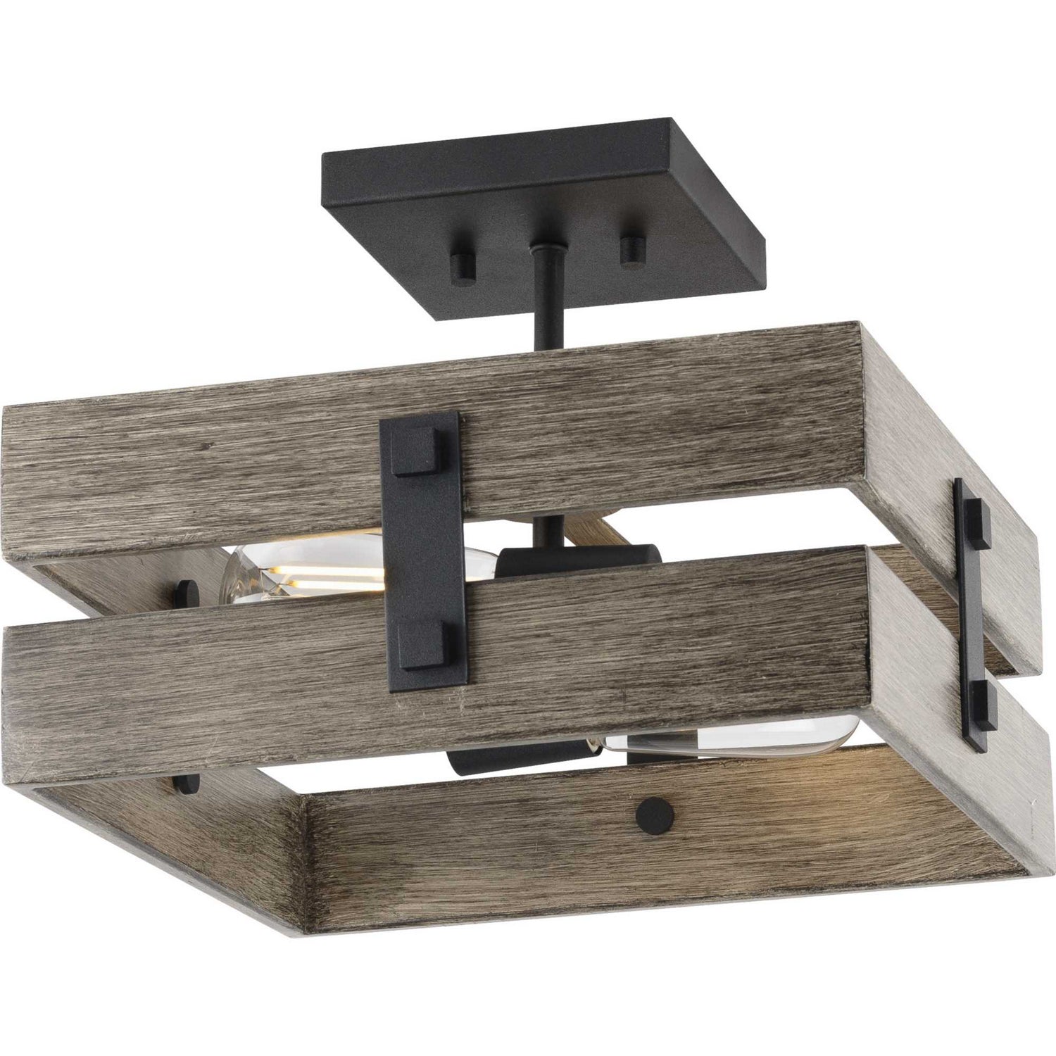 Progress Lighting - P350172-031 - Two Light Semi Flush Mount - Hemsworth - Black