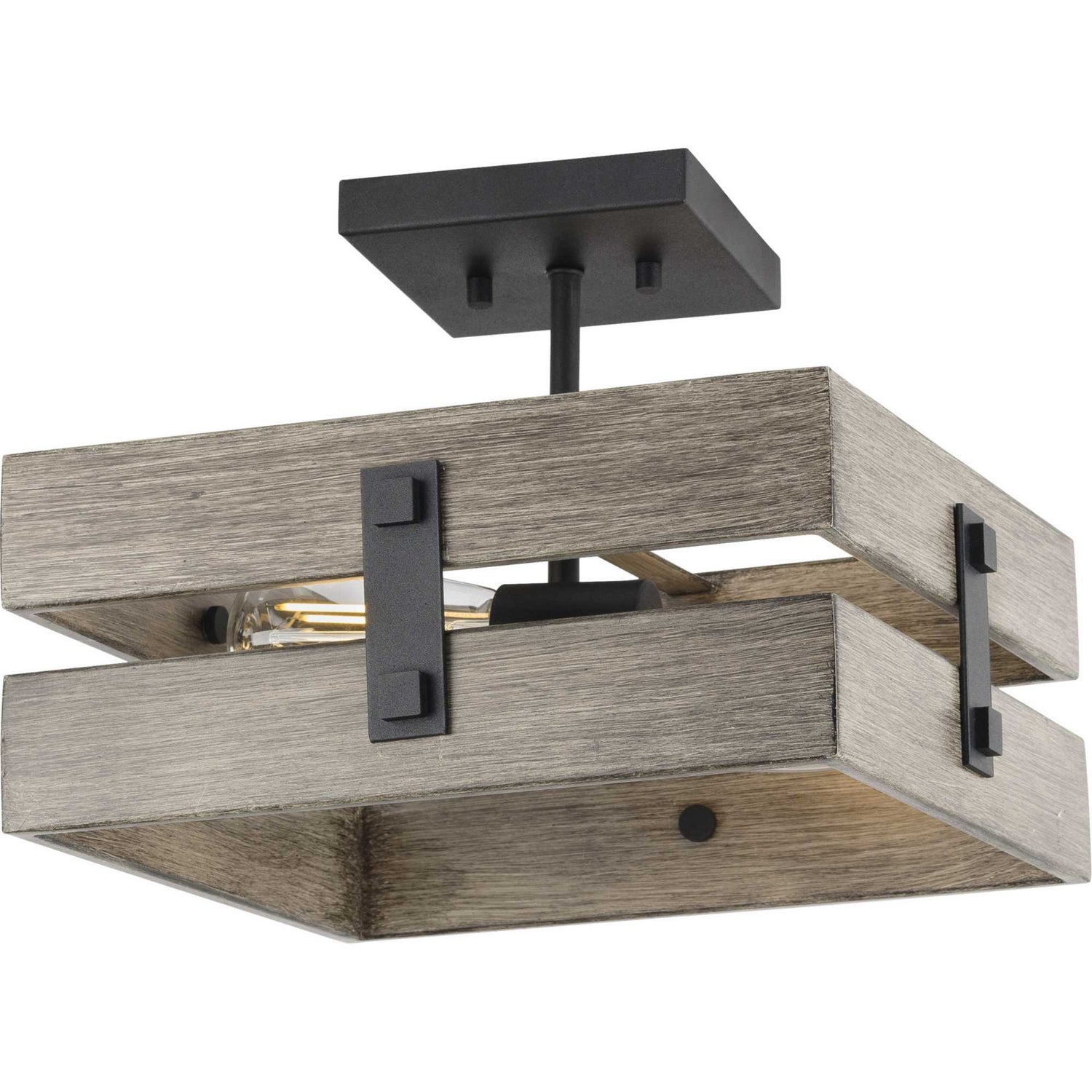 Progress Lighting - P350172-031 - Two Light Semi Flush Mount - Hemsworth - Black