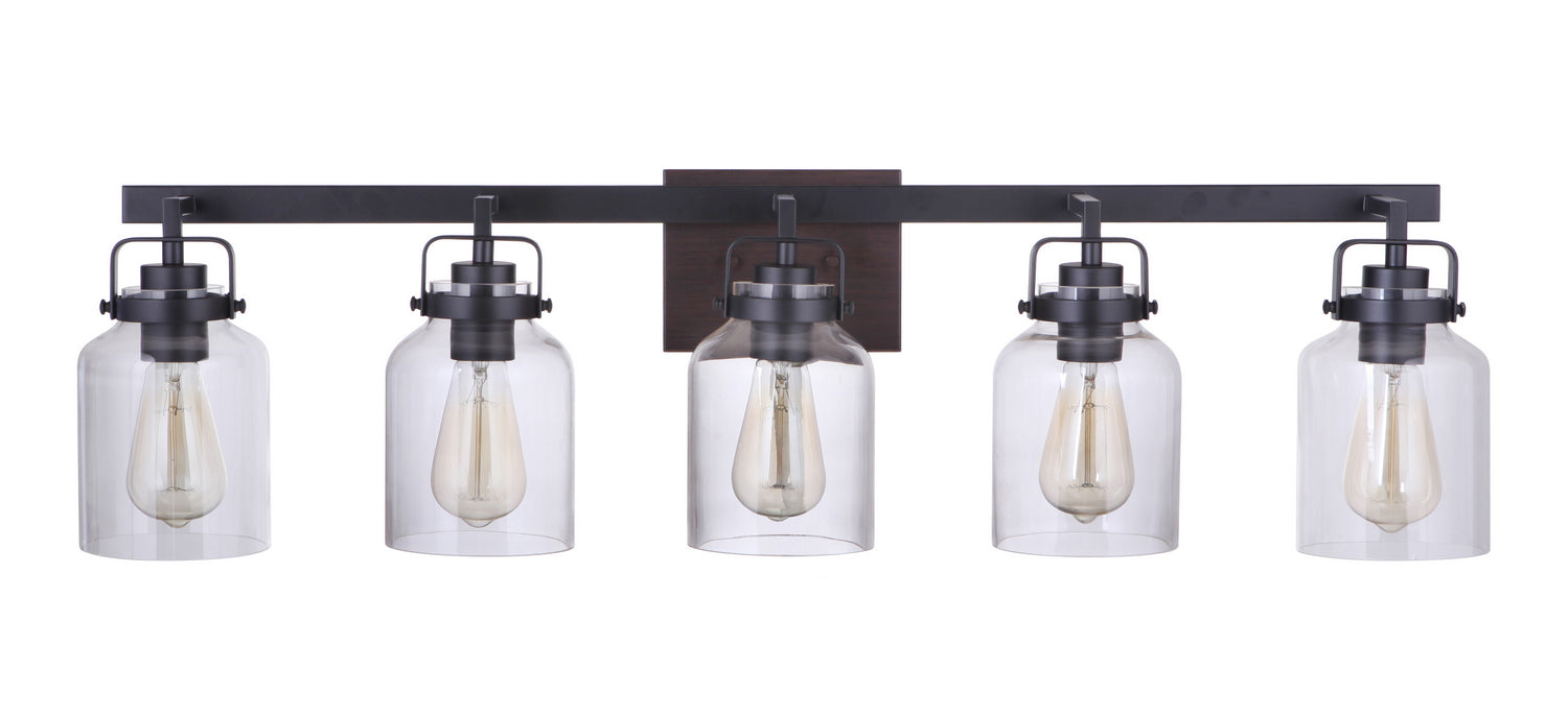 Craftmade - 53605-FBDT - Five Light Vanity - Foxwood - Flat Black / Dark Teak