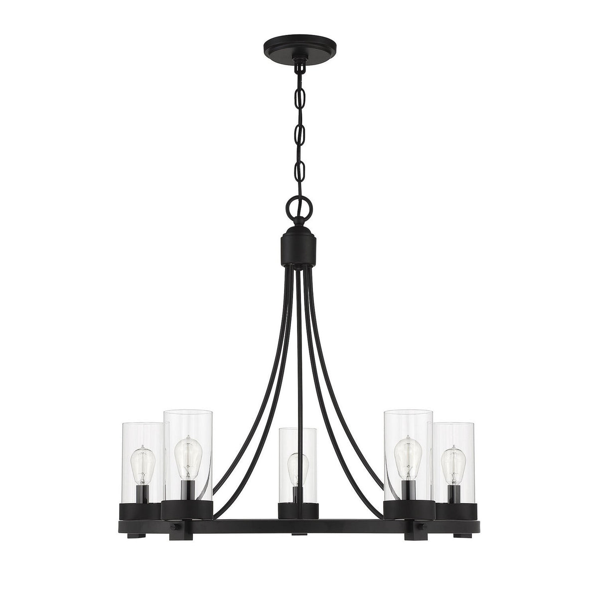 Meridian - M10018MBK - Five Light Chandelier - Mchan - Matte Black