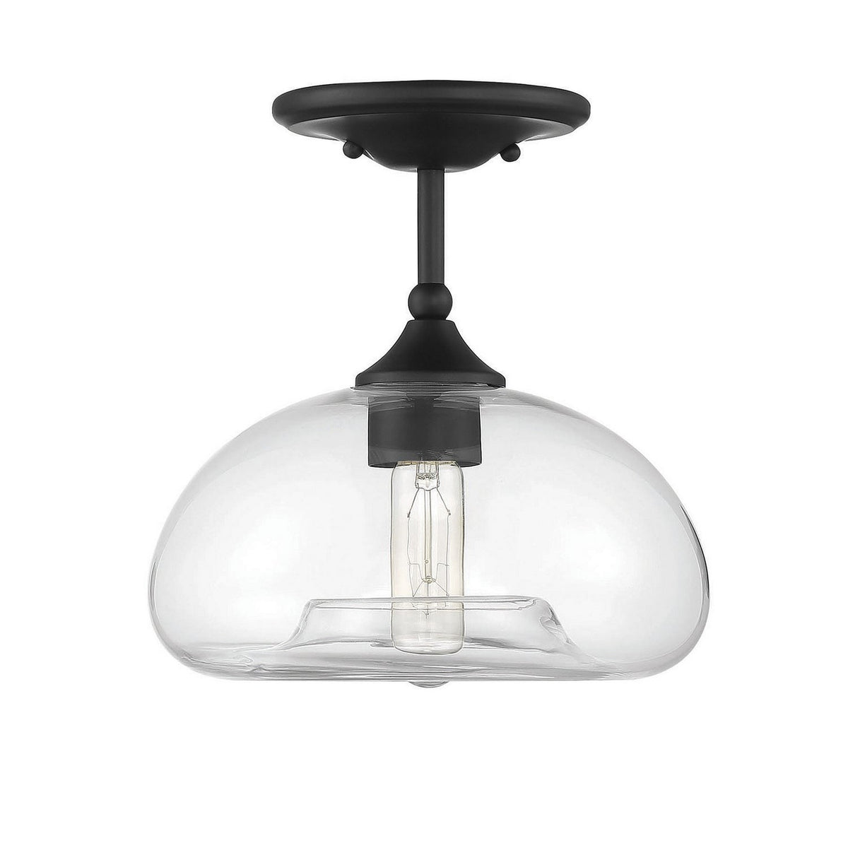Meridian - M60017MBK - One Light Semi-Flush Mount - Msemi - Matte Black