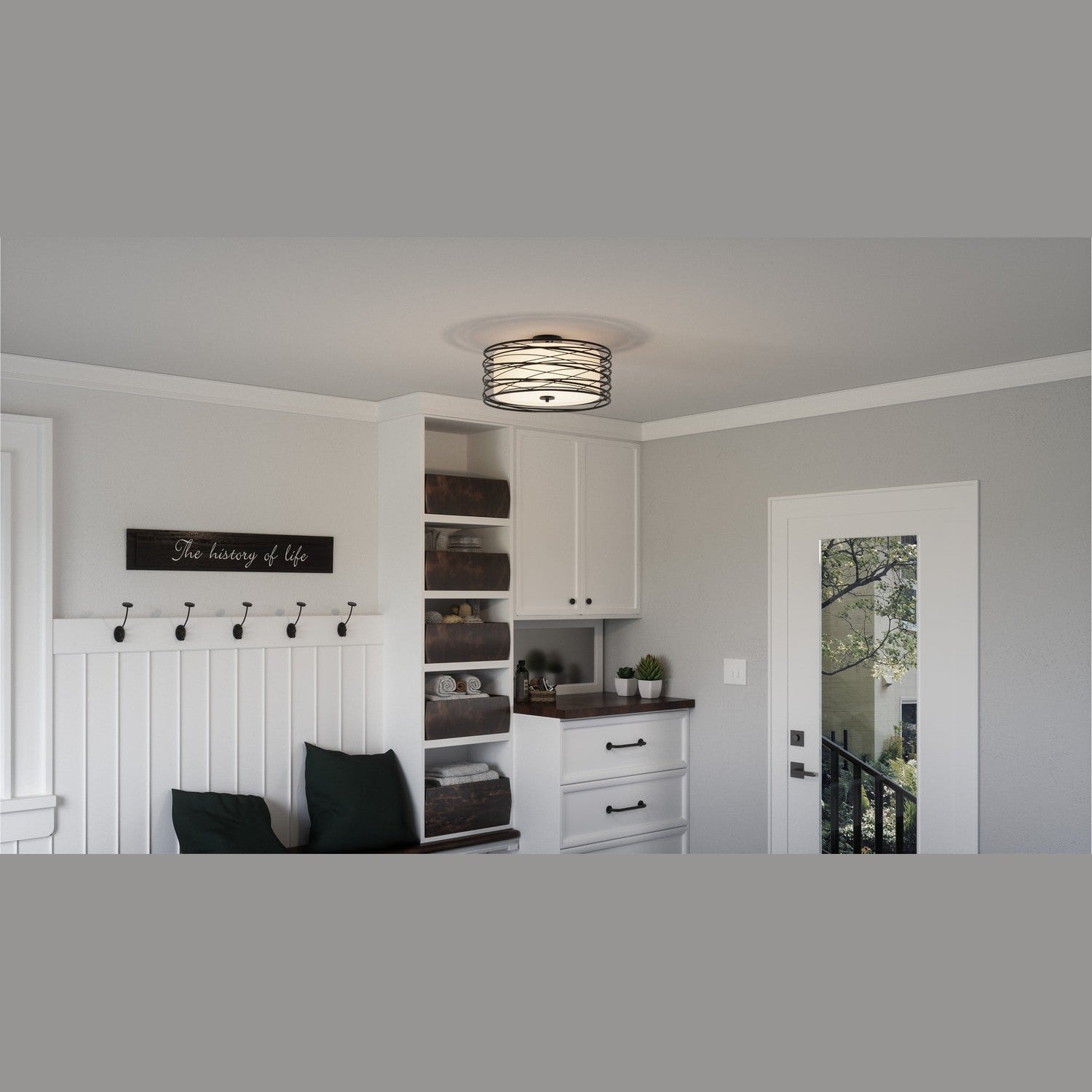 Quoizel - SPL1720K - Three Light Semi-Flush Mount - Spiral - Mystic Black