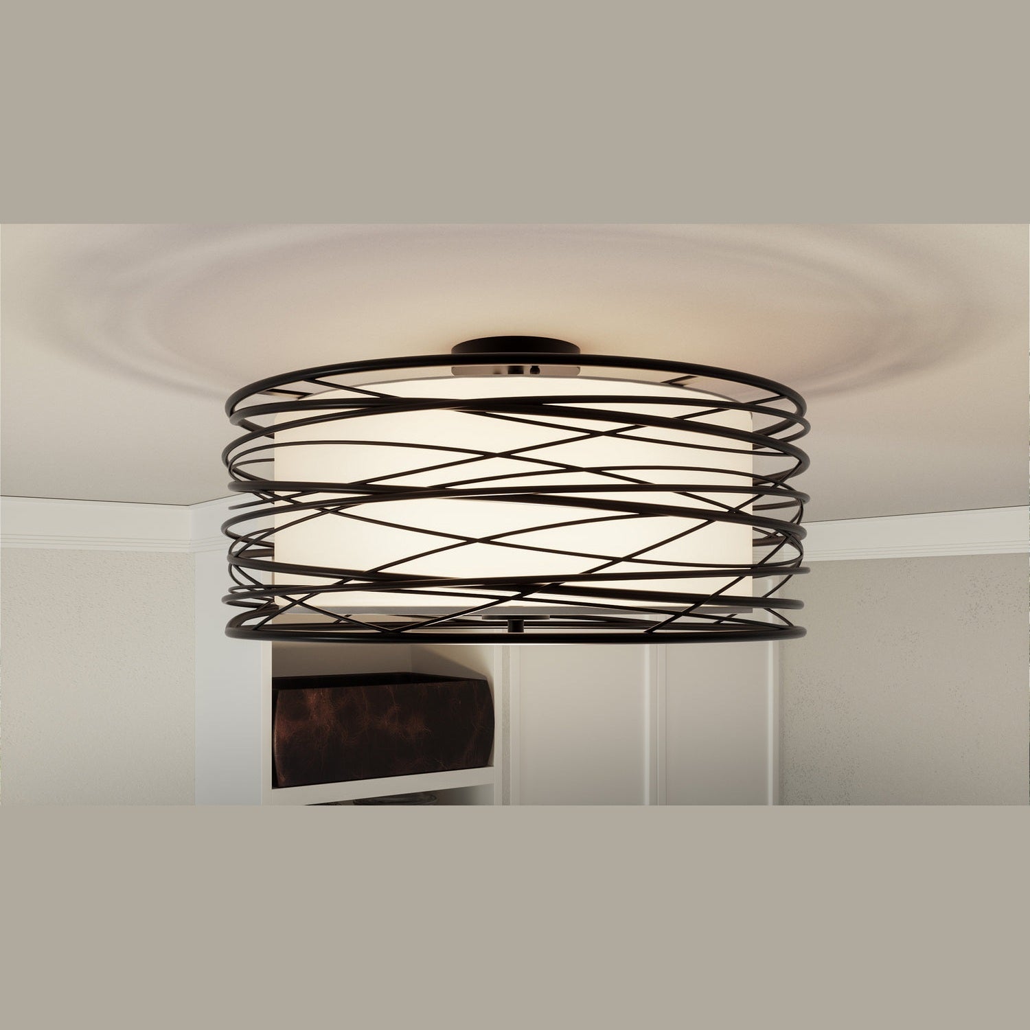 Quoizel - SPL1720K - Three Light Semi-Flush Mount - Spiral - Mystic Black