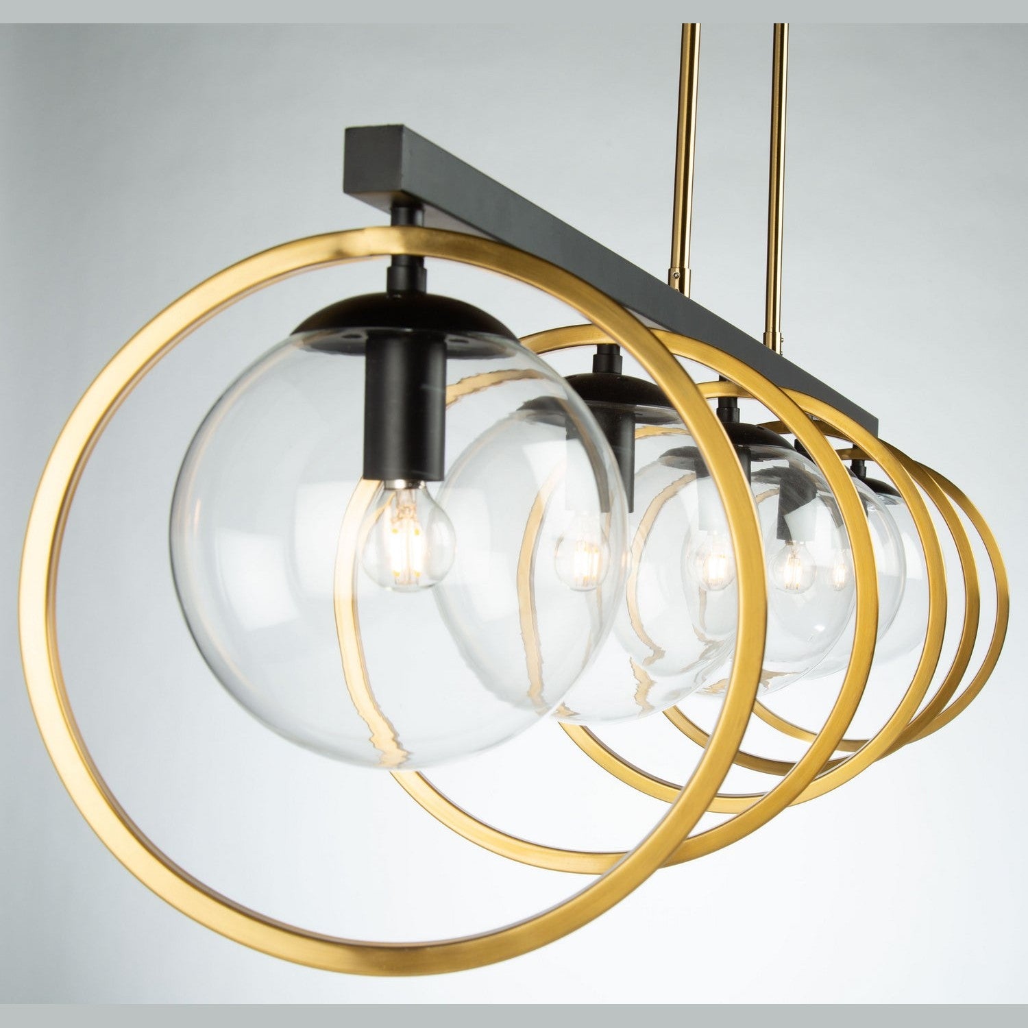 Artcraft - AC10896VB - Five Light Island Pendant - Lugano - Black & Vintage Brass