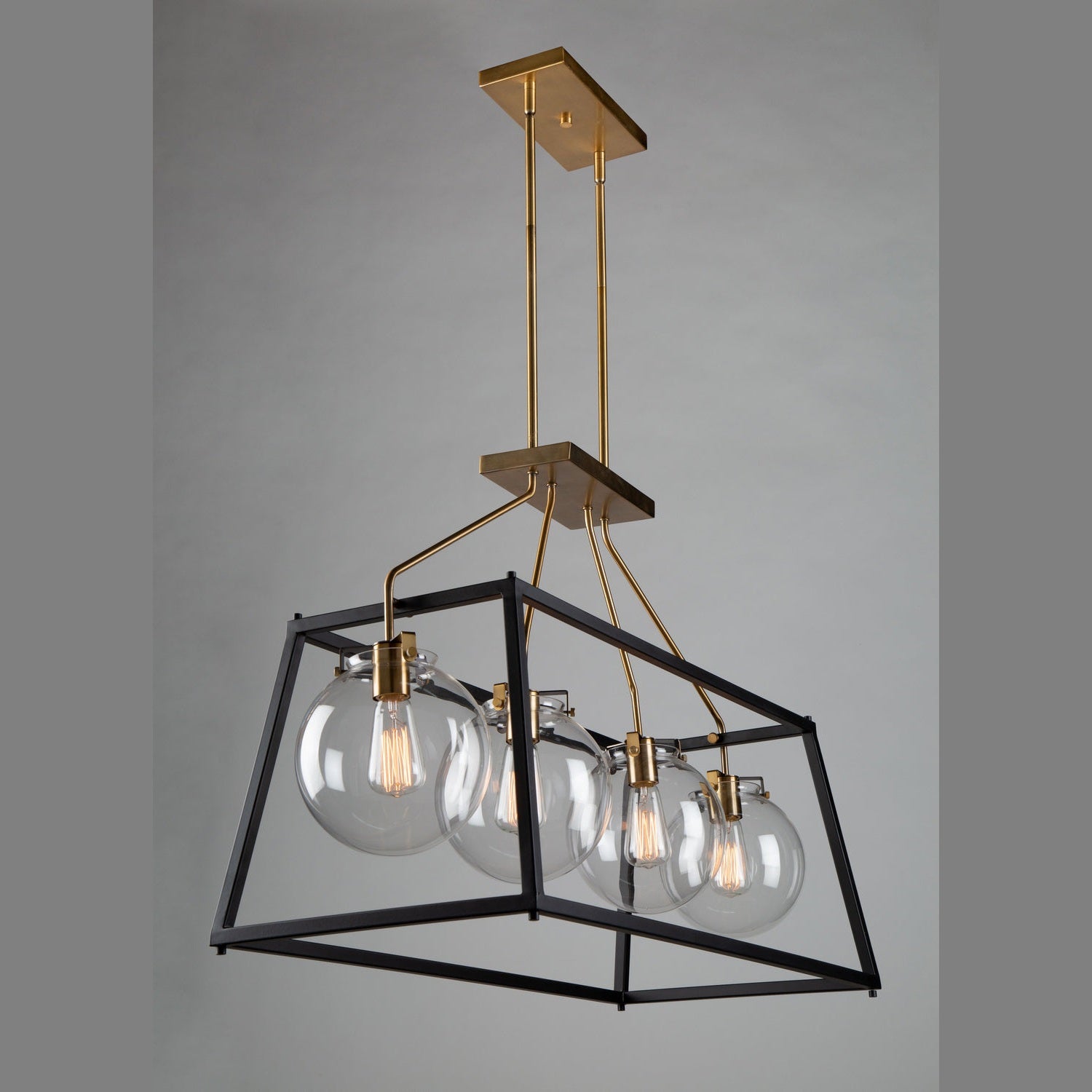 Artcraft - AC11604VB - Four Light Island Pendant - Bridgetown - Black & Harvest Brass