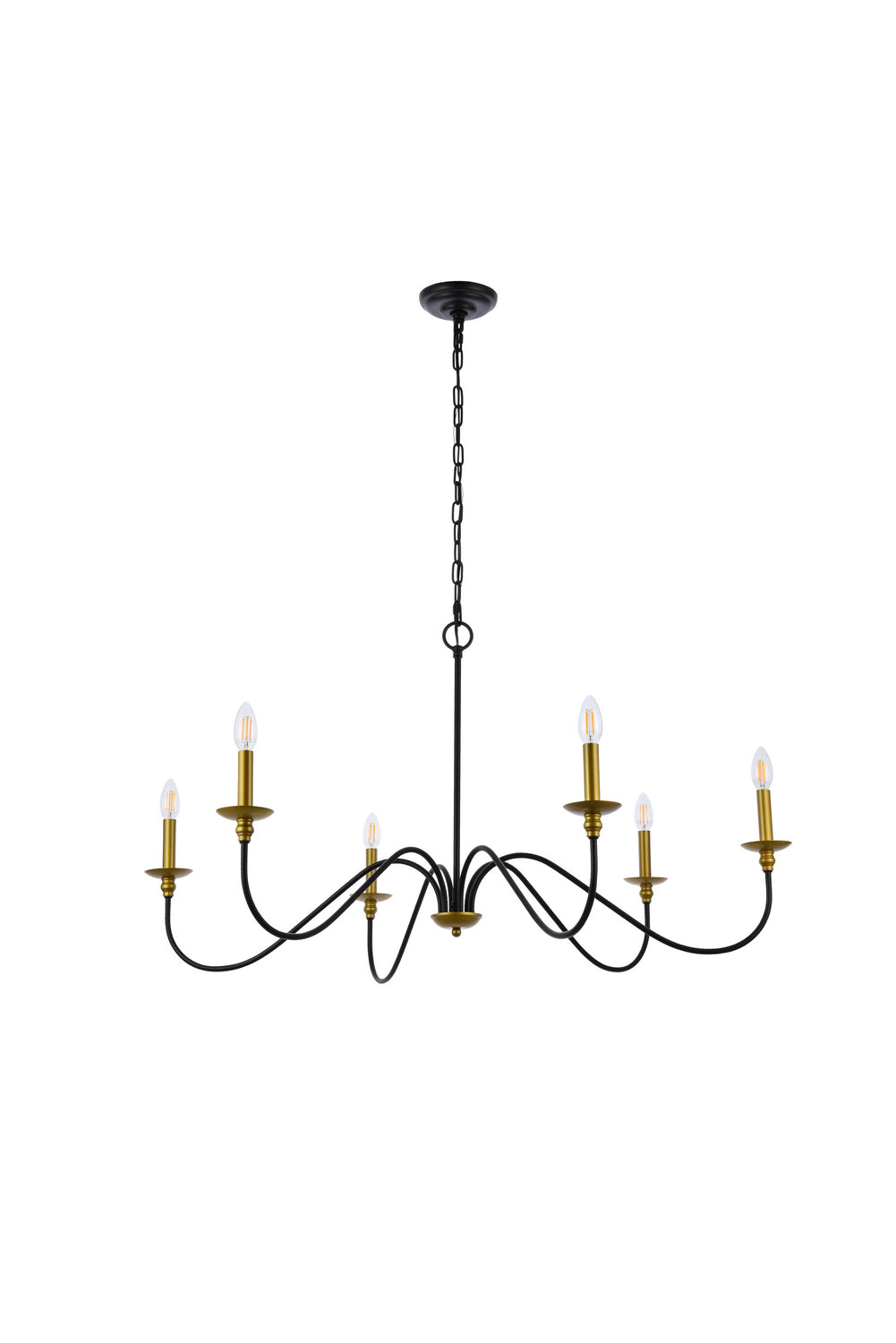 Elegant Lighting - LD5056D42BRB - Six Light Chandelier - Rohan - brass