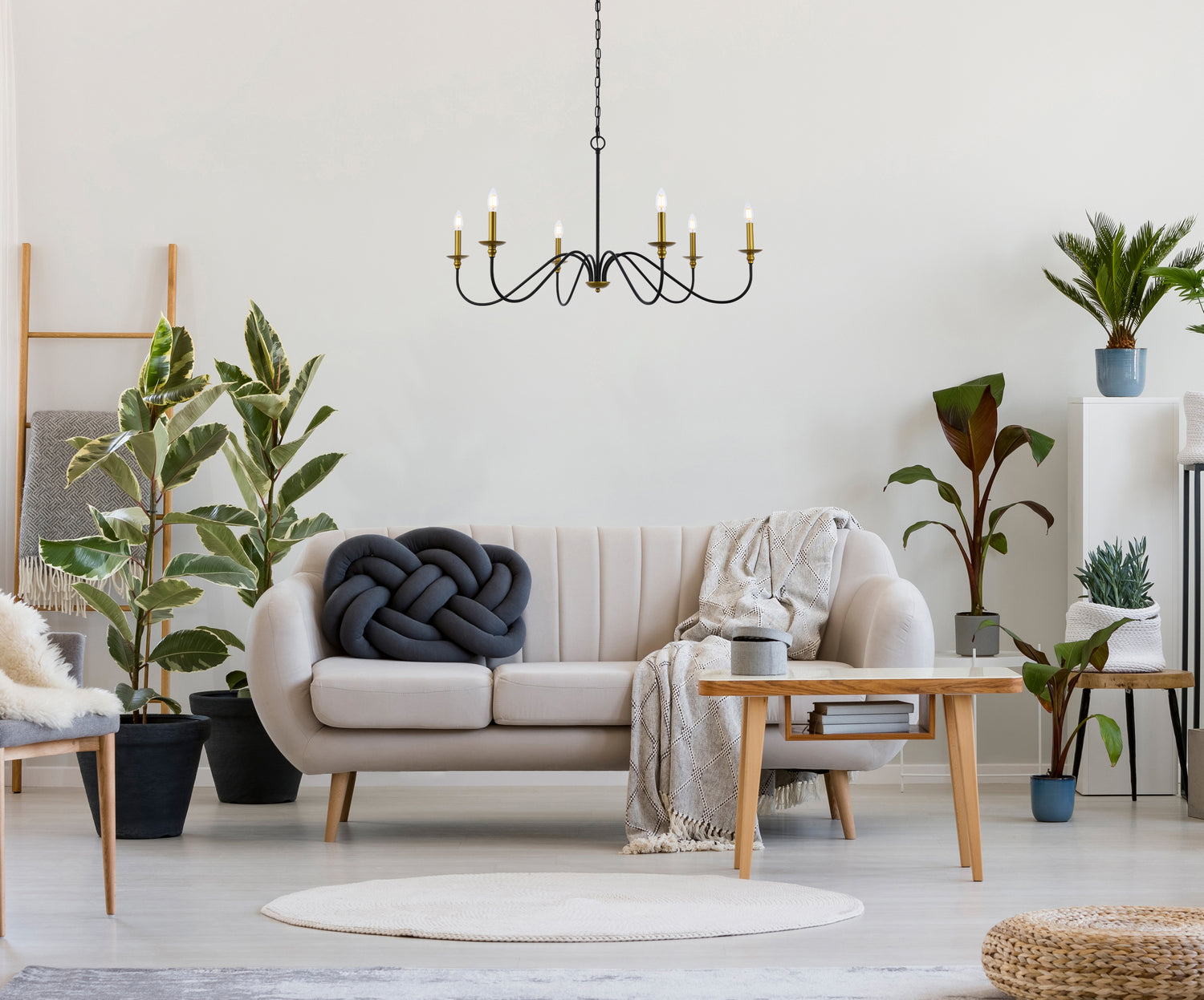 Elegant Lighting - LD5056D42BRB - Six Light Chandelier - Rohan - brass