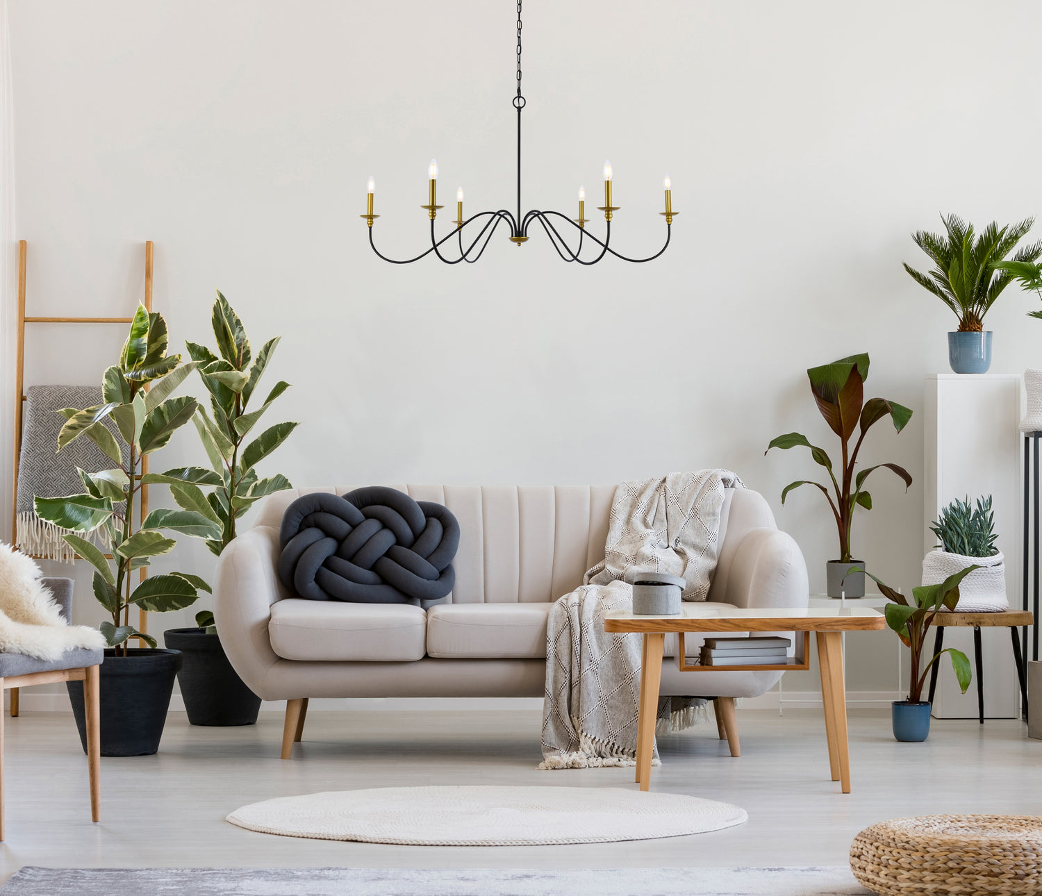 Elegant Lighting - LD5056D48BRB - Six Light Chandelier - Rohan - brass