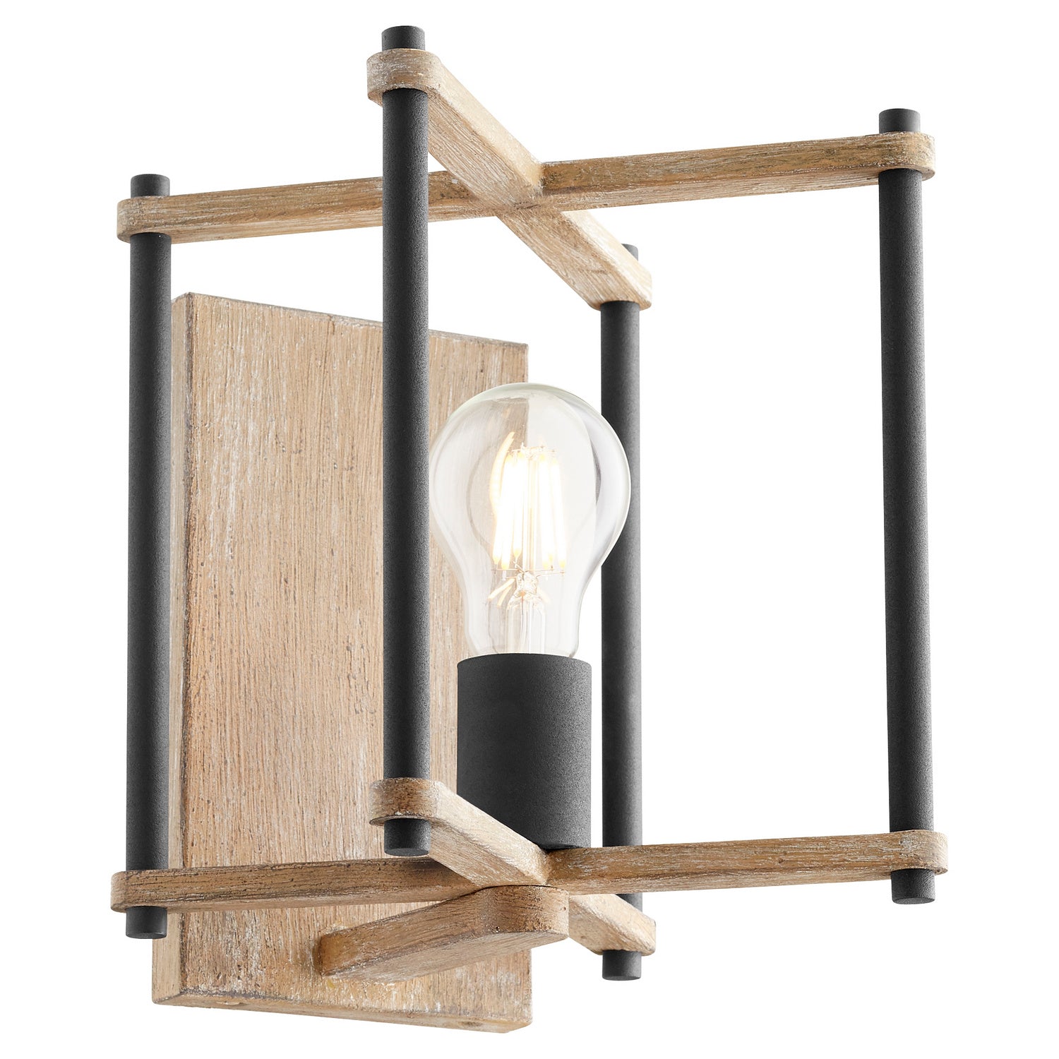 Quorum - 5134-1-69 - One Light Wall Mount - Silva - Textured Black w/ Weathered Oak Finish