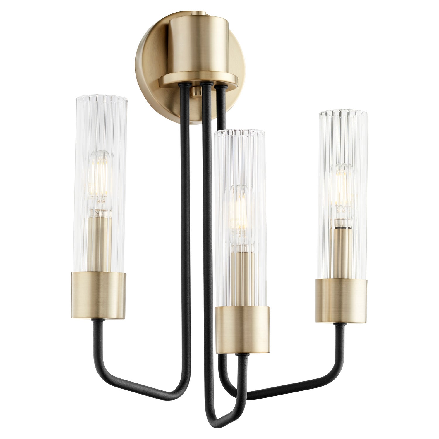 Quorum - 595-3-6980 - Three Light Wall Mount - Helix - Textured Black w/ Aged Brass