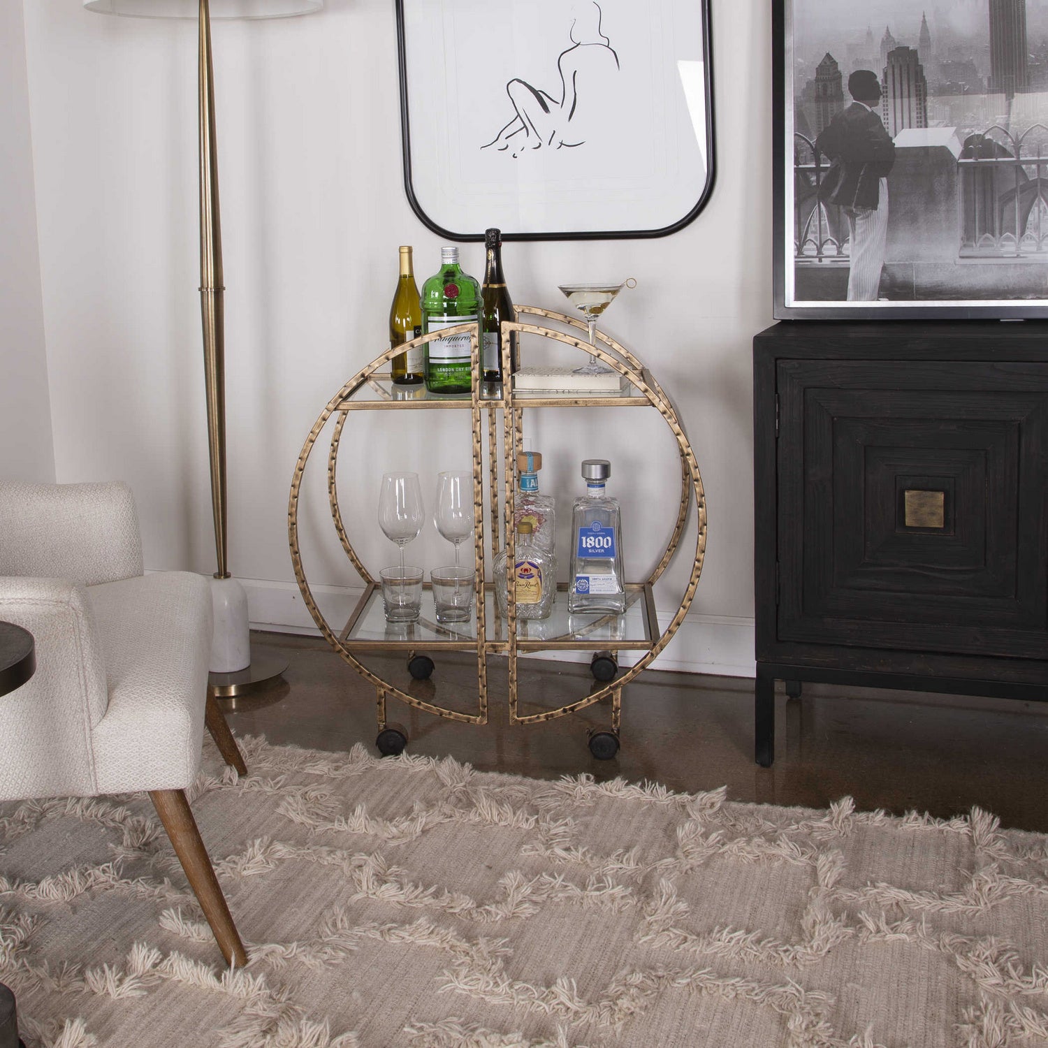 Uttermost - 25065 - Bar Cart - Zelina - Antique Gold