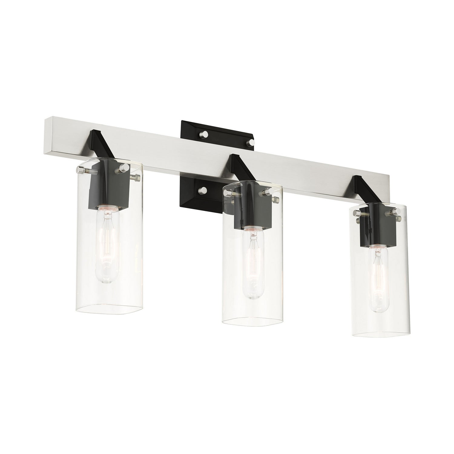 Livex Lighting - 17823-91 - Three Light Vanity - Beckett - Brushed Nickel & Black