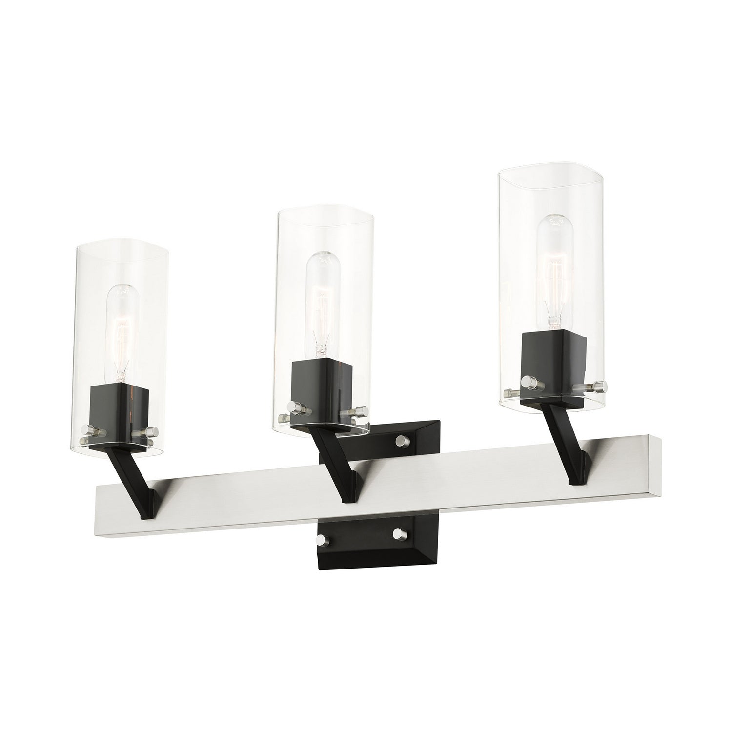 Livex Lighting - 17823-91 - Three Light Vanity - Beckett - Brushed Nickel & Black