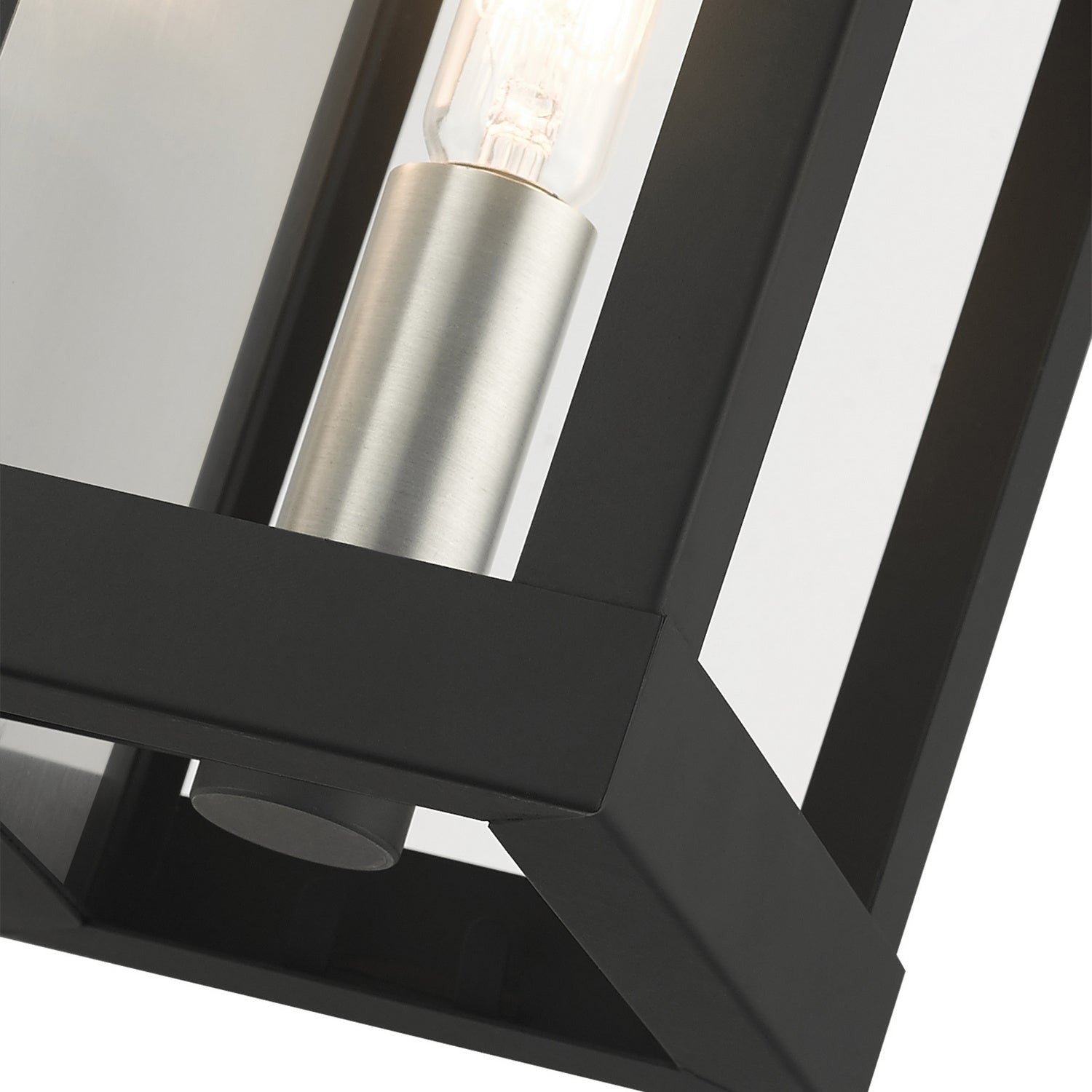Livex Lighting - 21231-04 - One Light Outdoor Wall Lantern - York - Black w/ Brushed Nickels w/ Brushed Nickel Stainless Steel