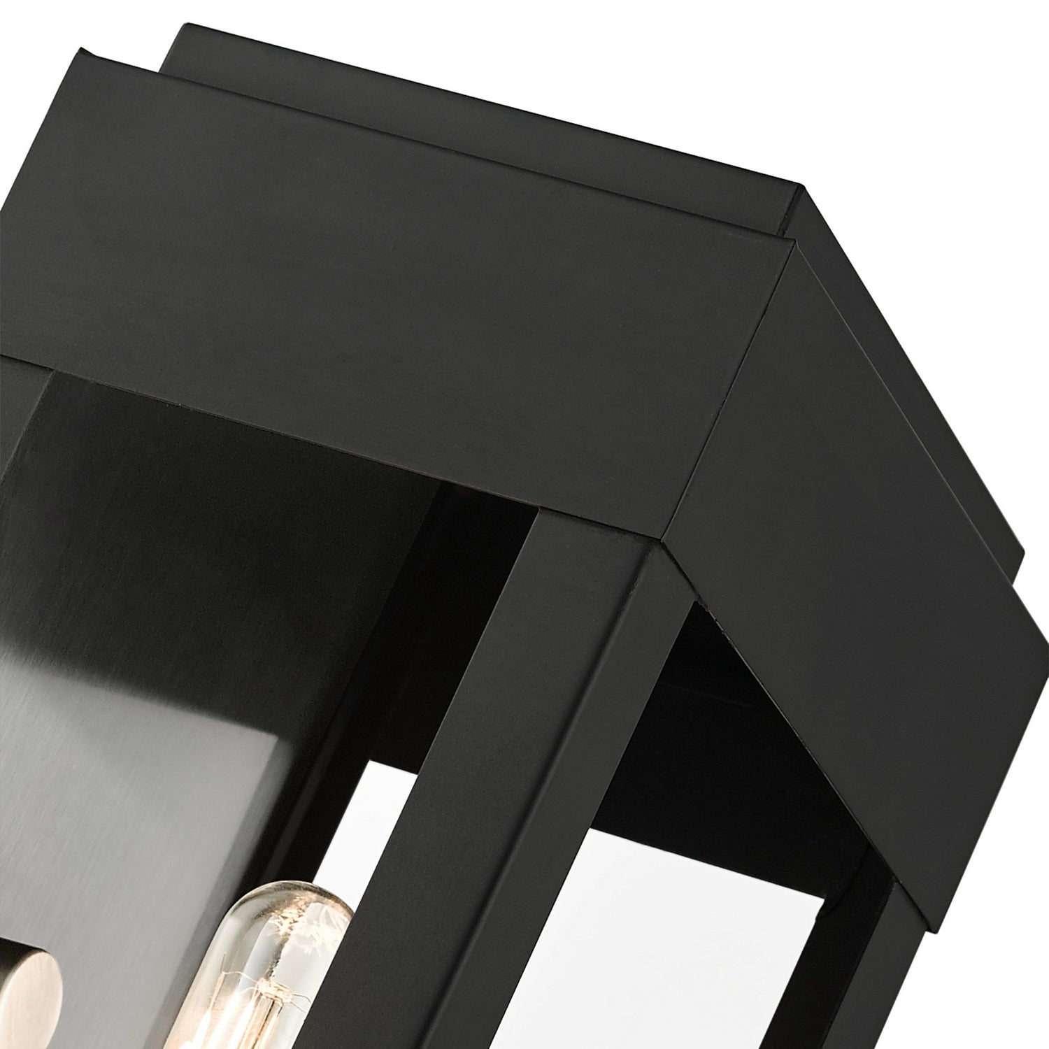 Livex Lighting - 21231-04 - One Light Outdoor Wall Lantern - York - Black w/ Brushed Nickels w/ Brushed Nickel Stainless Steel