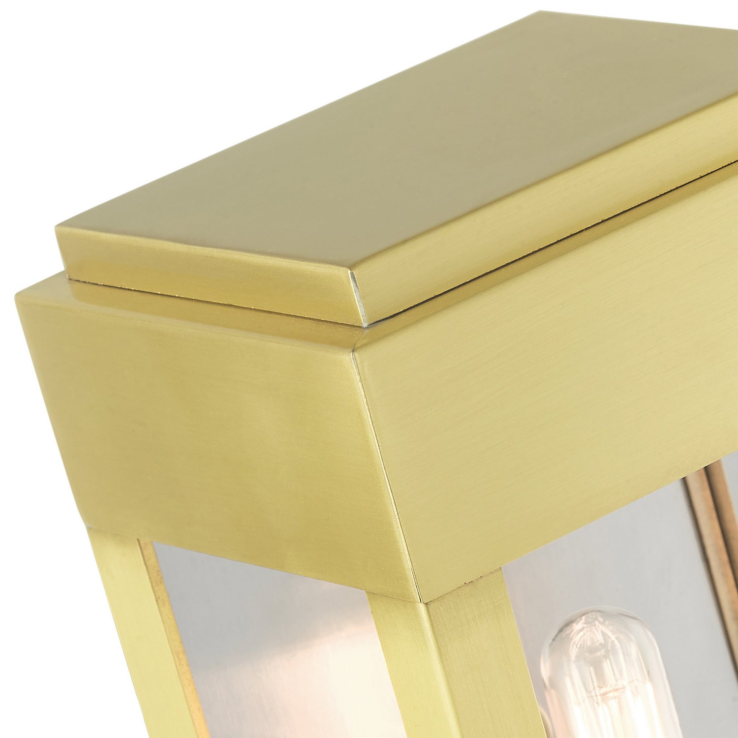 Livex Lighting - 21231-12 - One Light Outdoor Wall Lantern - York - Satin Brass w/ Brushed Nickel Stainless Steel