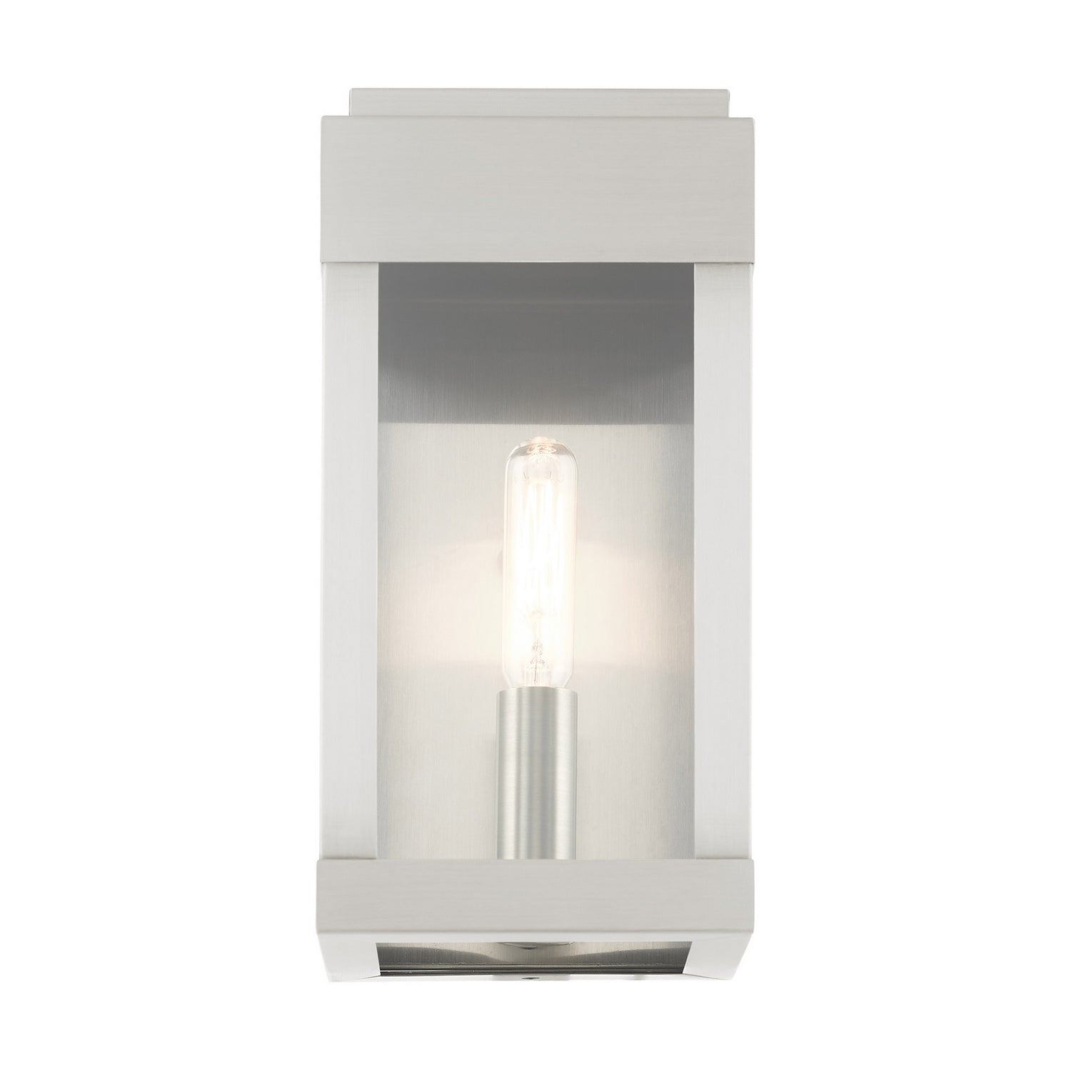 Livex Lighting - 21231-91 - One Light Outdoor Wall Lantern - York - Brushed Nickel w/ Brushed Nickel Stainless Steel