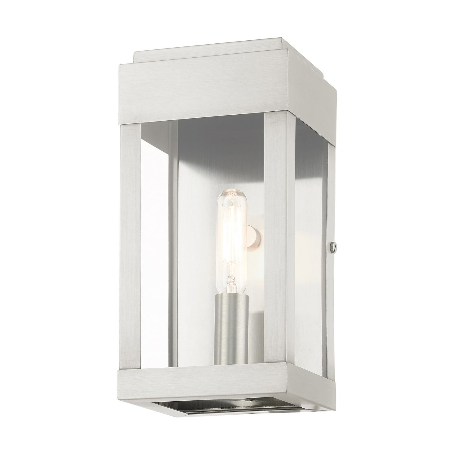 Livex Lighting - 21231-91 - One Light Outdoor Wall Lantern - York - Brushed Nickel w/ Brushed Nickel Stainless Steel