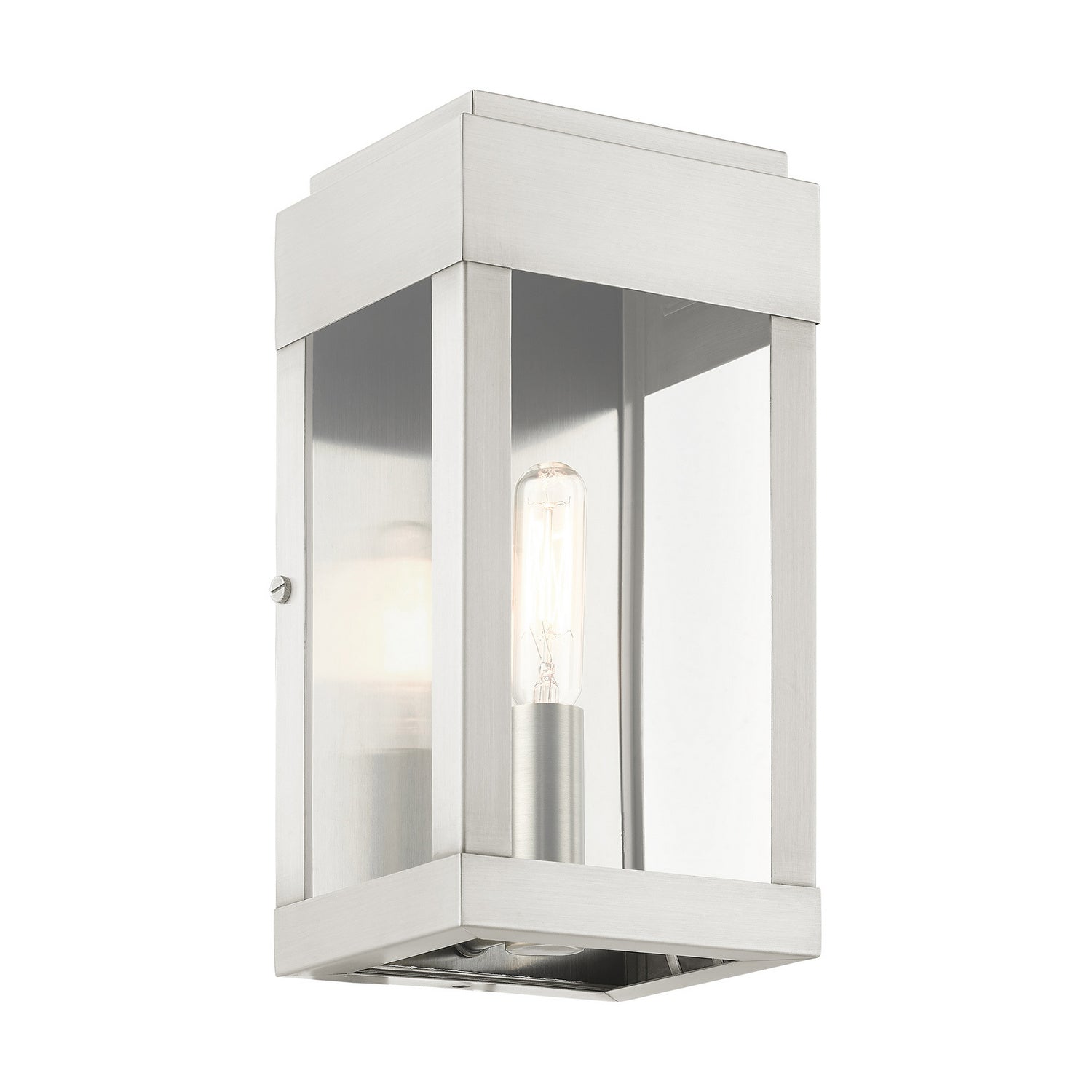 Livex Lighting - 21231-91 - One Light Outdoor Wall Lantern - York - Brushed Nickel w/ Brushed Nickel Stainless Steel