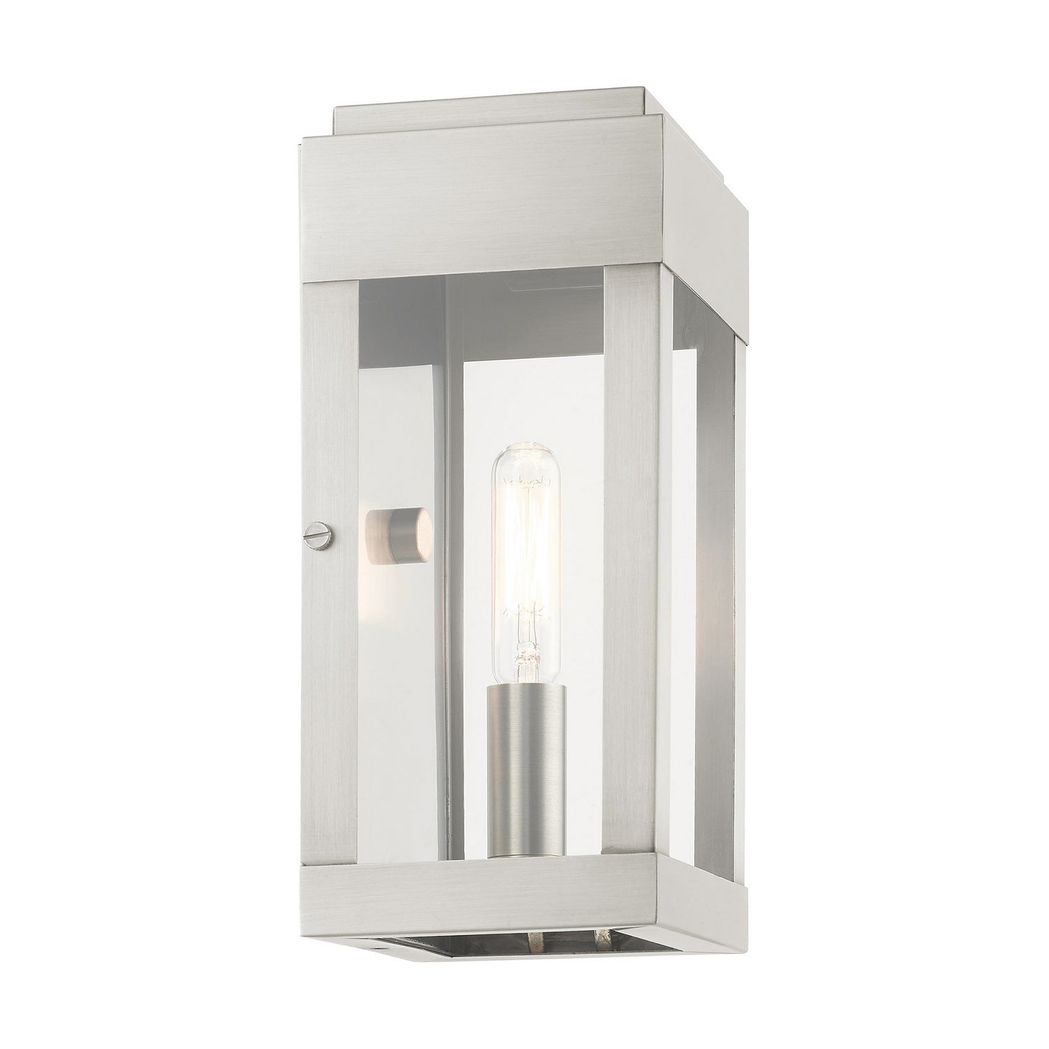 Livex Lighting - 21231-91 - One Light Outdoor Wall Lantern - York - Brushed Nickel w/ Brushed Nickel Stainless Steel