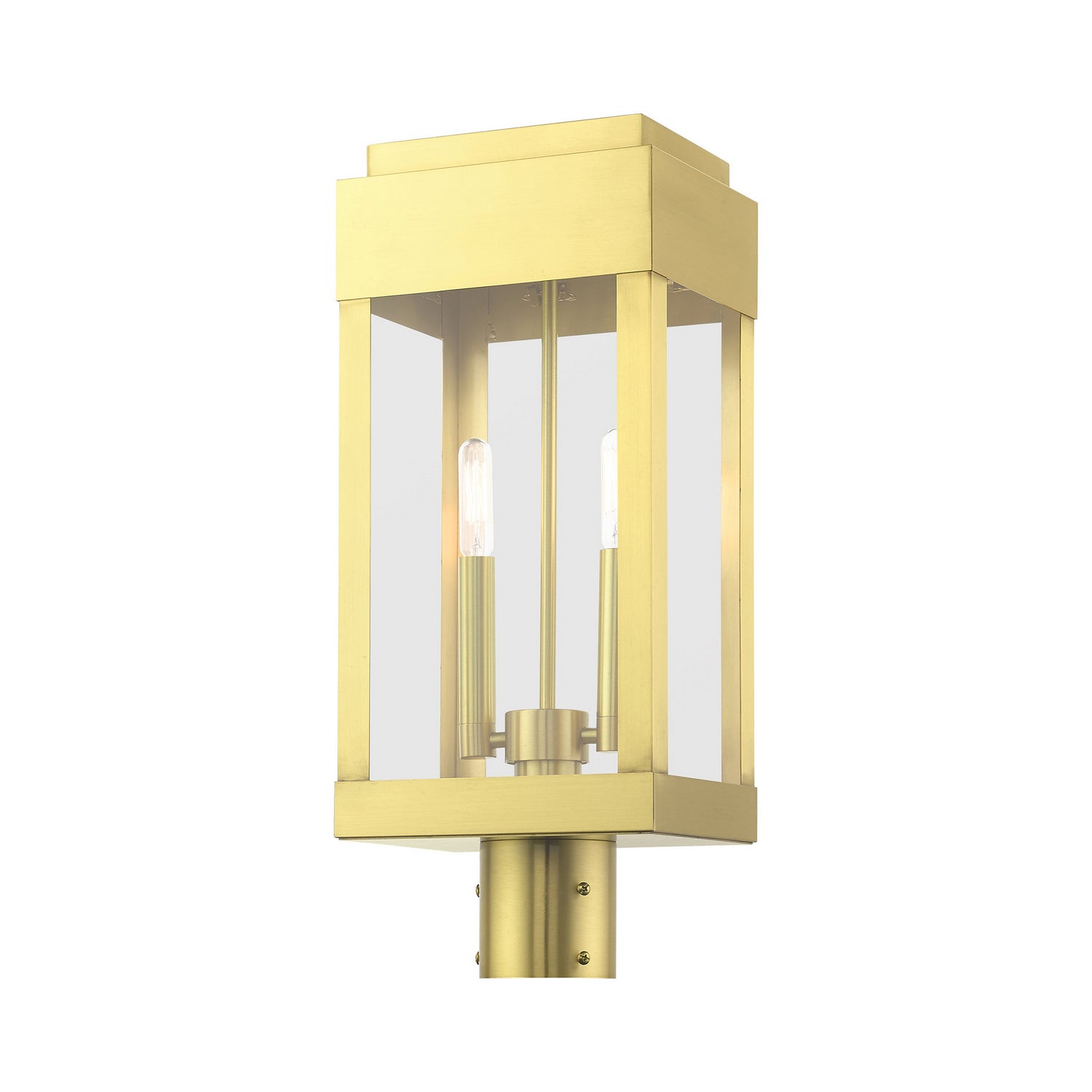 Livex Lighting - 21236-12 - Two Light Outdoor Post Top Lantern - York - Satin Brass