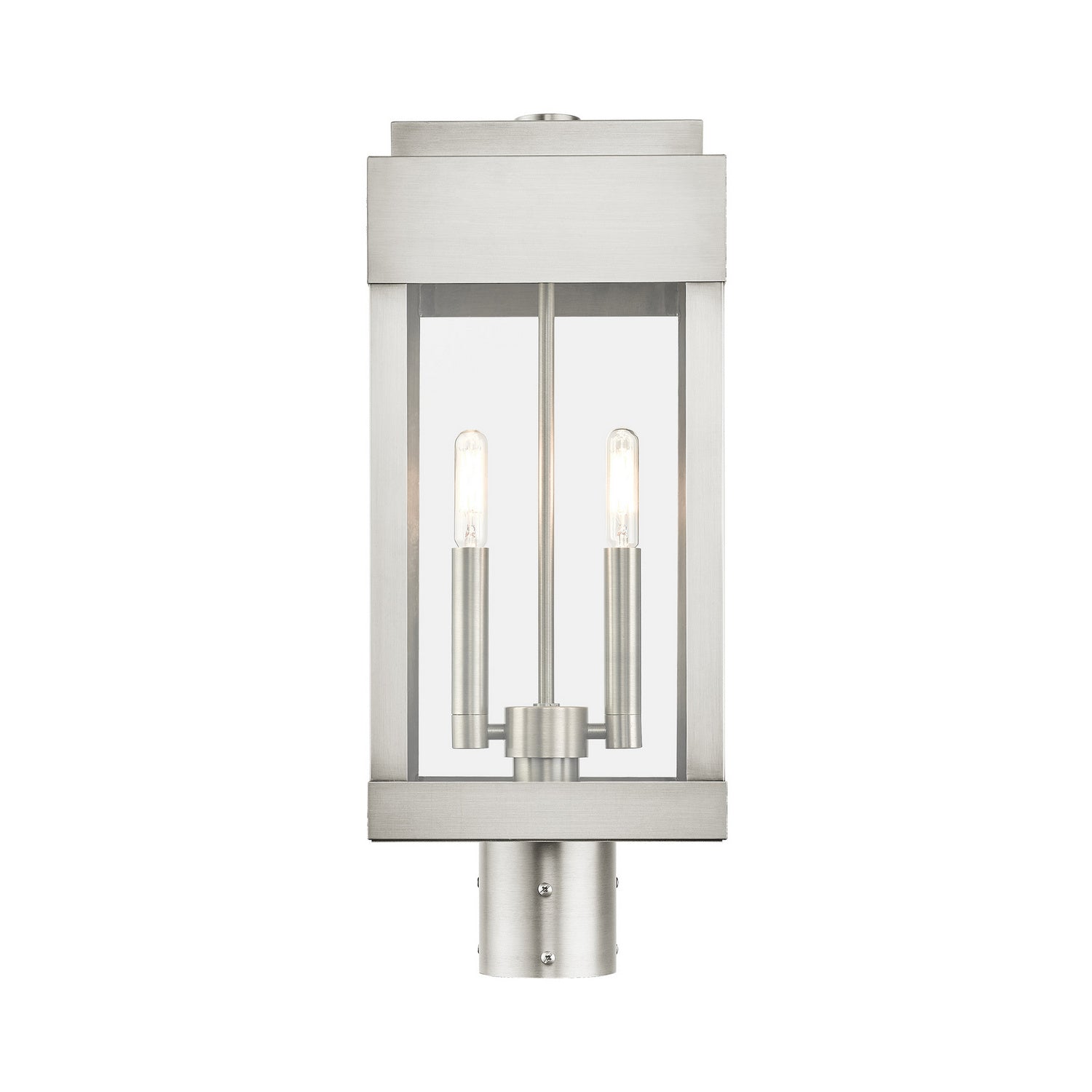 Livex Lighting - 21236-91 - Two Light Outdoor Post Top Lantern - York - Brushed Nickel