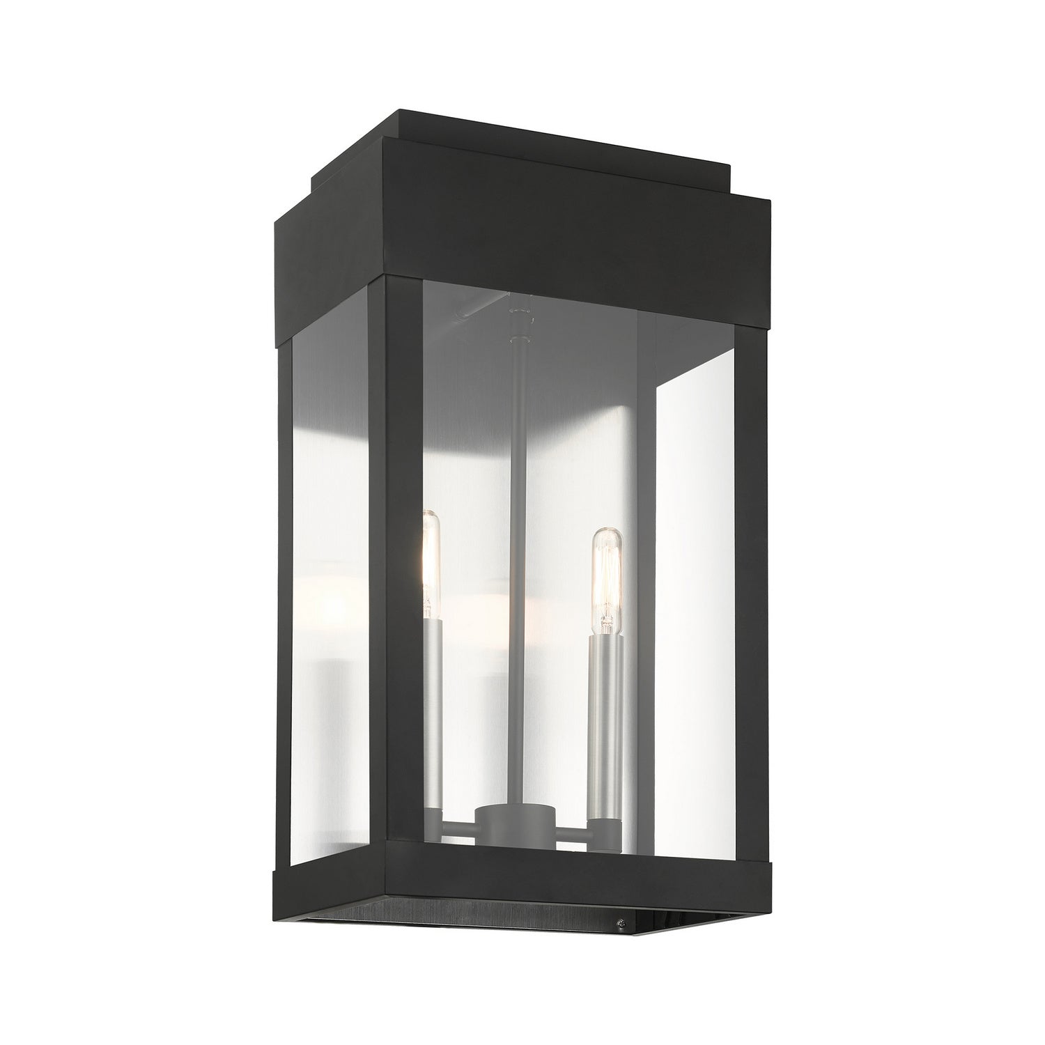 Livex Lighting - 21238-04 - Two Light Outdoor Wall Lantern - York - Black w/ Brushed Nickels w/ Brushed Nickel Stainless Steel