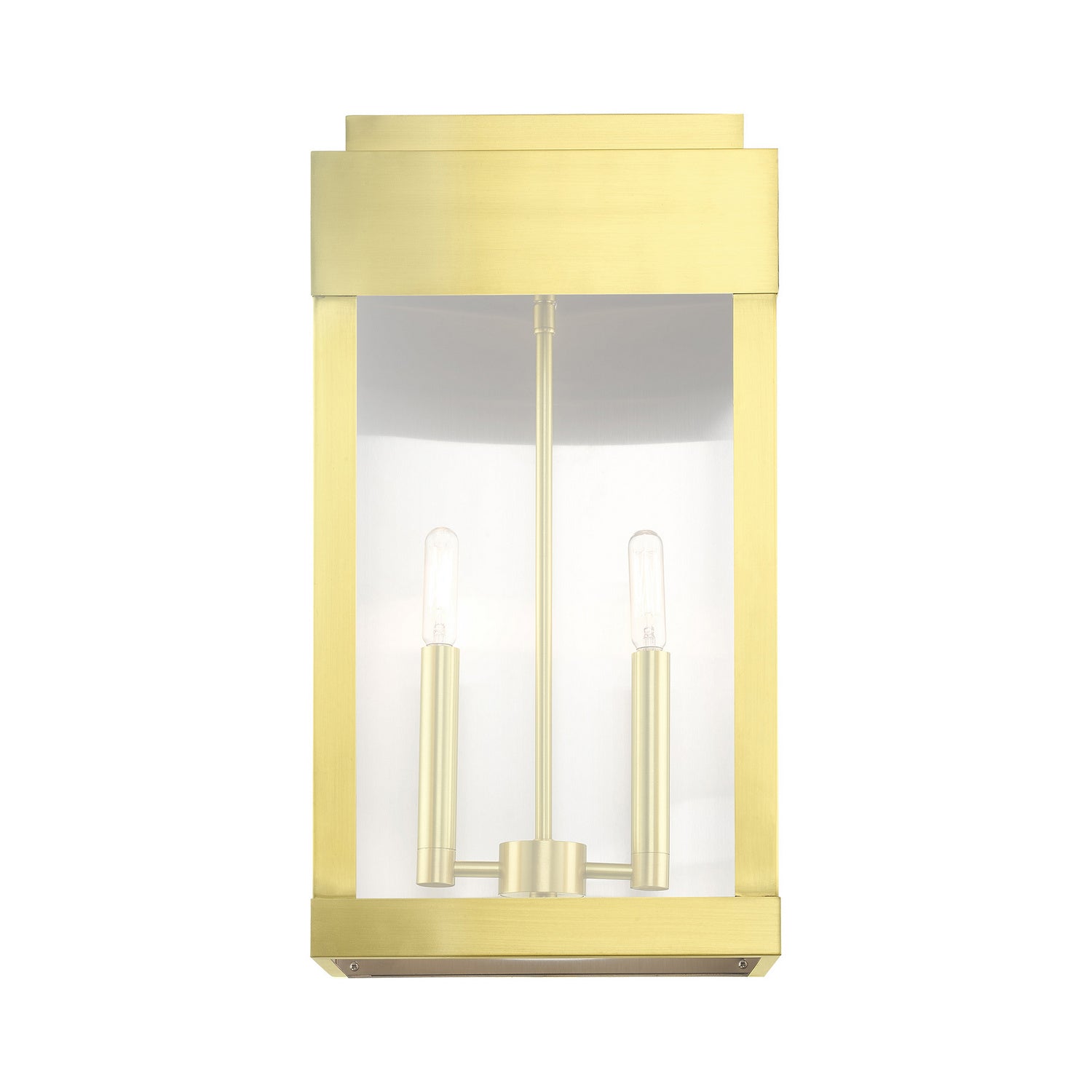 Livex Lighting - 21238-12 - Two Light Outdoor Wall Lantern - York - Satin Brass w/ Brushed Nickel Stainless Steel