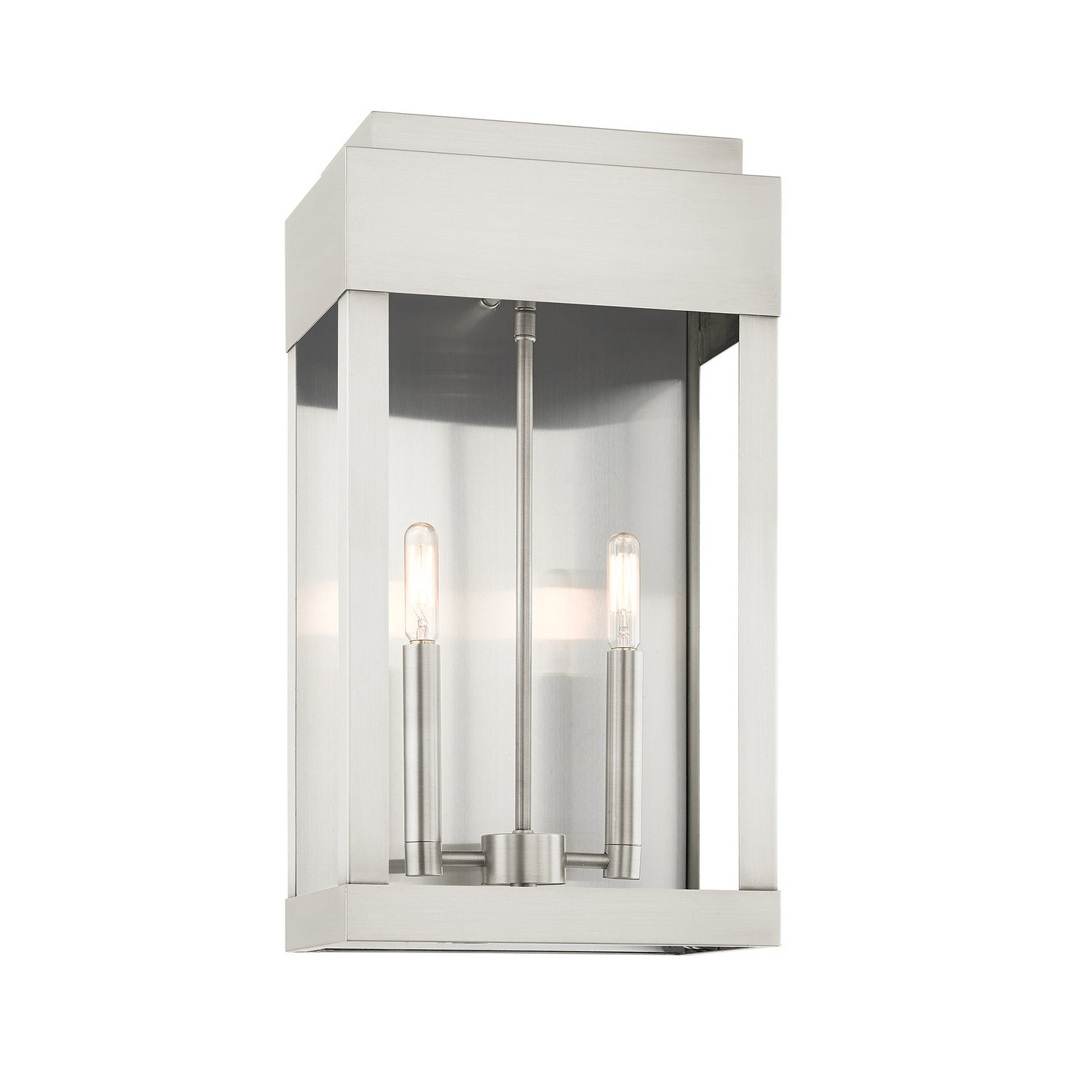 Livex Lighting - 21238-91 - Two Light Outdoor Wall Lantern - York - Brushed Nickel w/ Brushed Nickel Stainless Steel