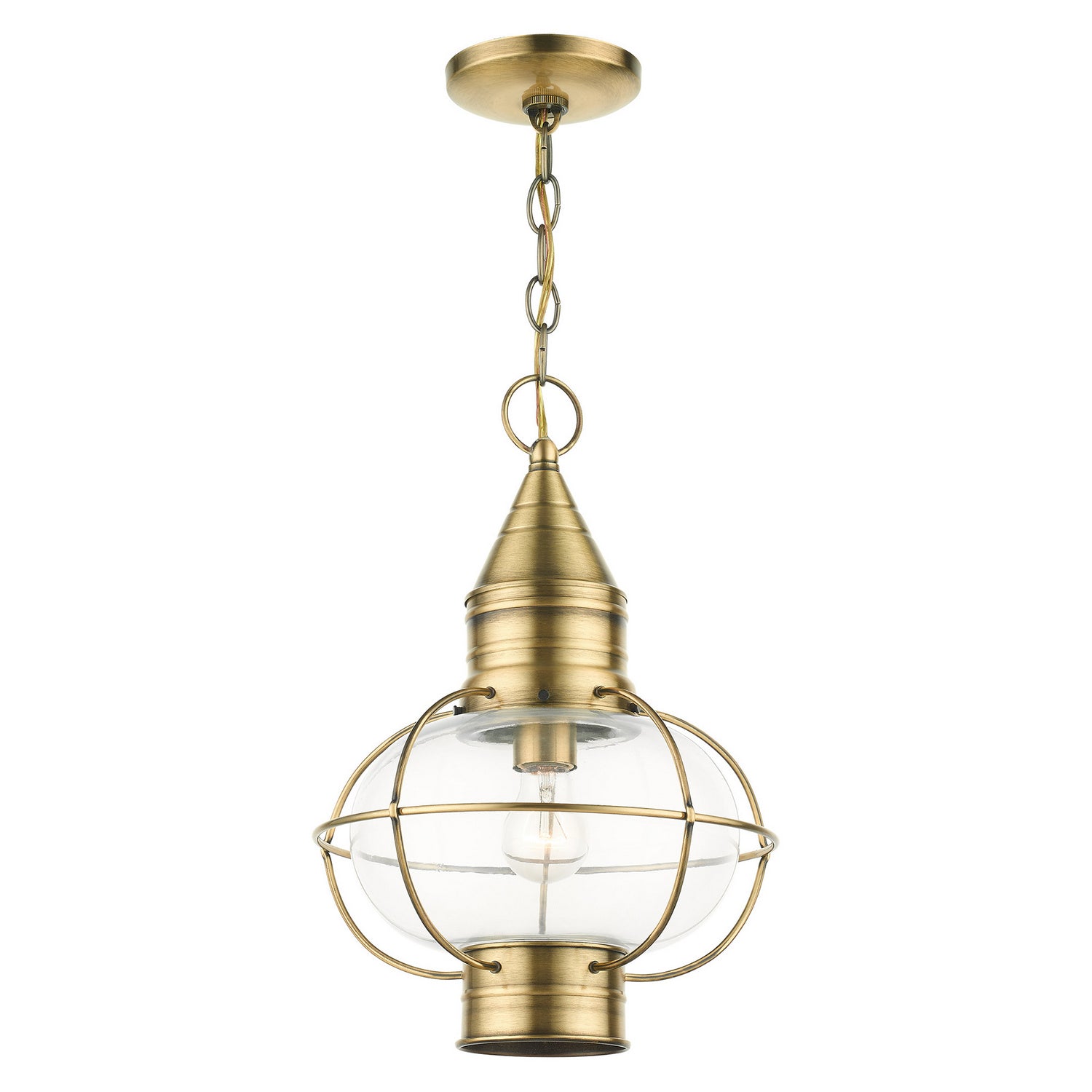 Livex Lighting - 26906-01 - One Light Outdoor Pendant - Newburyport - Antique Brass