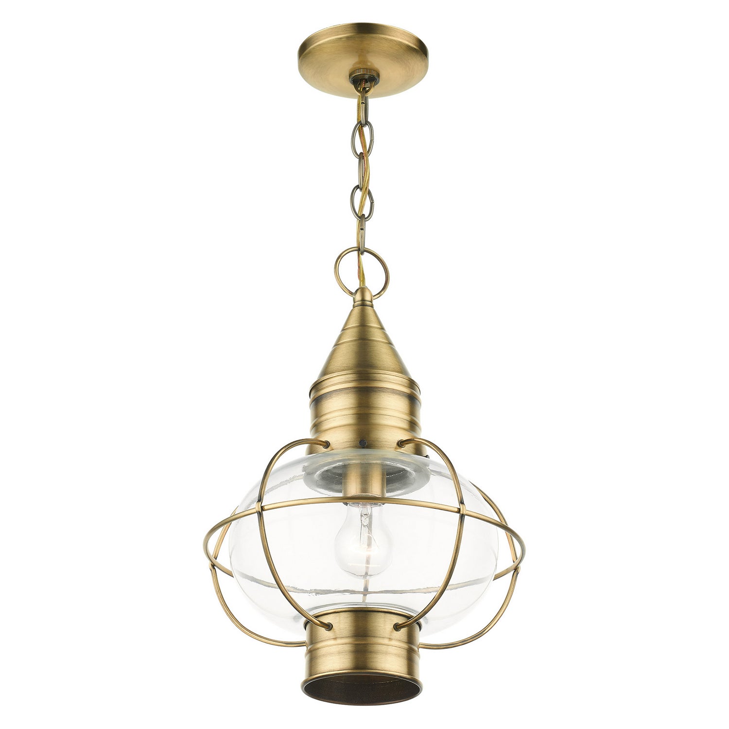 Livex Lighting - 26906-01 - One Light Outdoor Pendant - Newburyport - Antique Brass