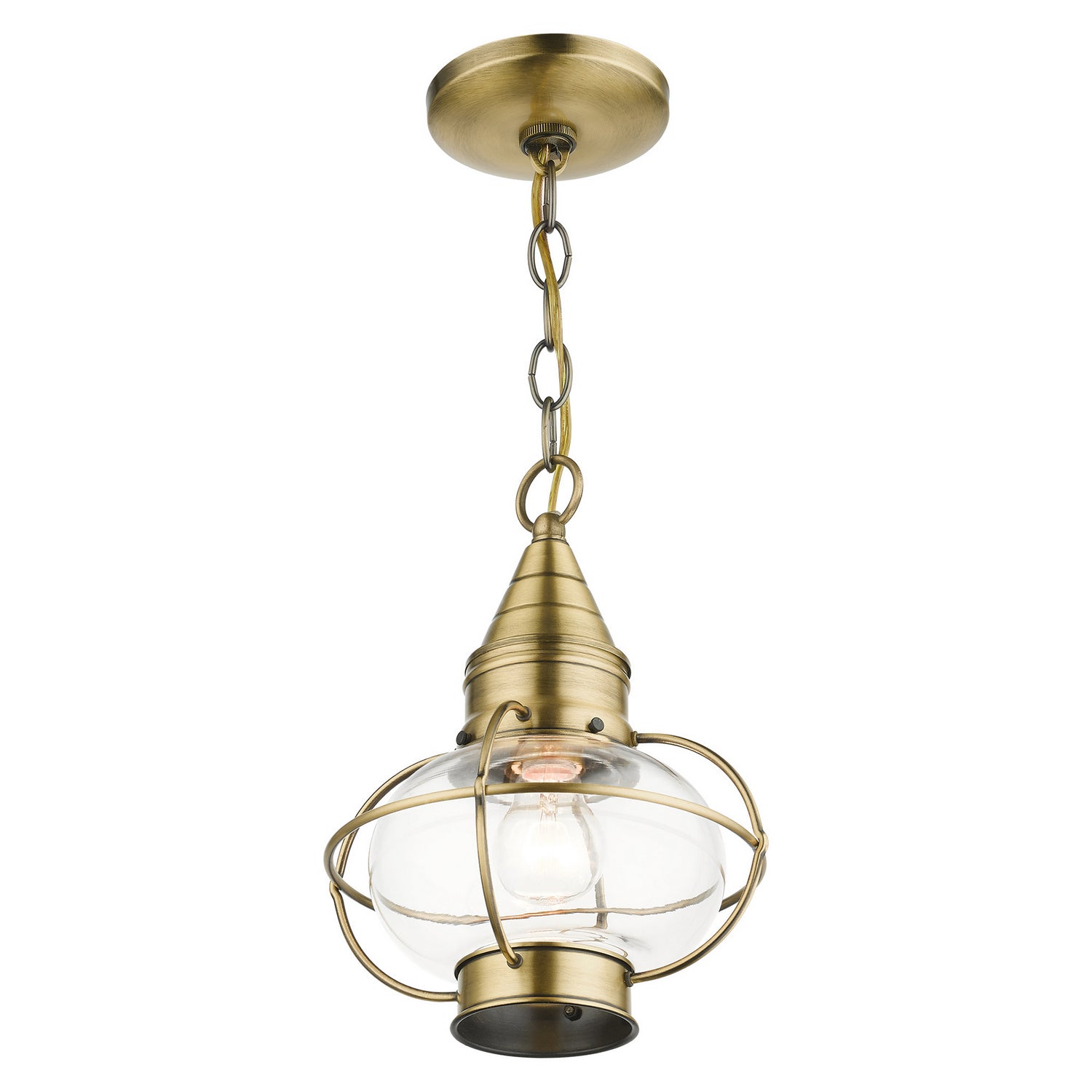 Livex Lighting - 26910-01 - One Light Outdoor Pendant - Newburyport - Antique Brass