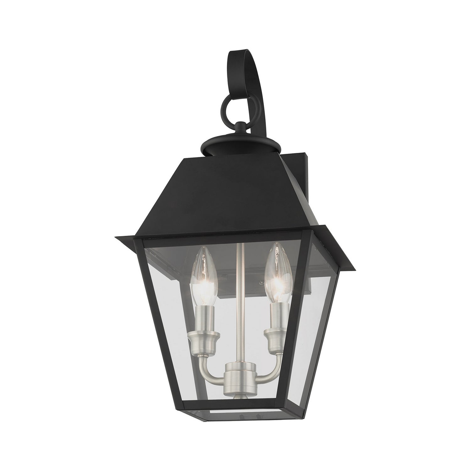 Livex Lighting - 27215-04 - Two Light Outdoor Wall Lantern - Wentworth - Black w/ Brushed Nickel Cluster
