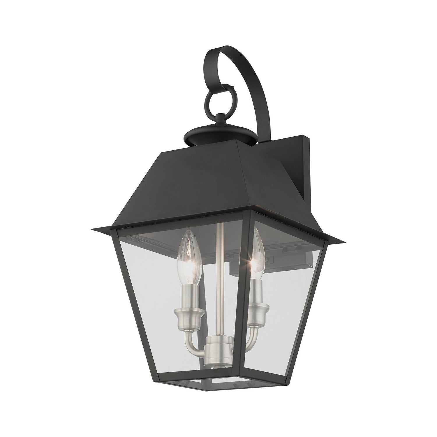 Livex Lighting - 27215-04 - Two Light Outdoor Wall Lantern - Wentworth - Black w/ Brushed Nickel Cluster