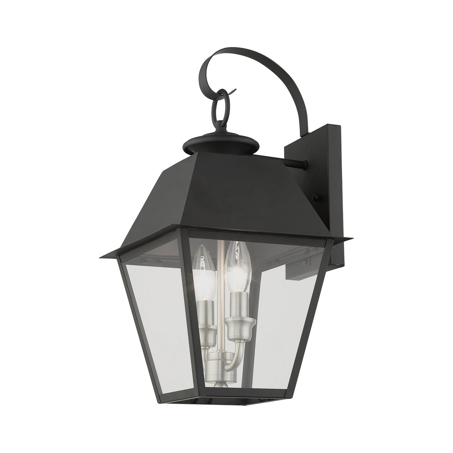 Livex Lighting - 27215-04 - Two Light Outdoor Wall Lantern - Wentworth - Black w/ Brushed Nickel Cluster
