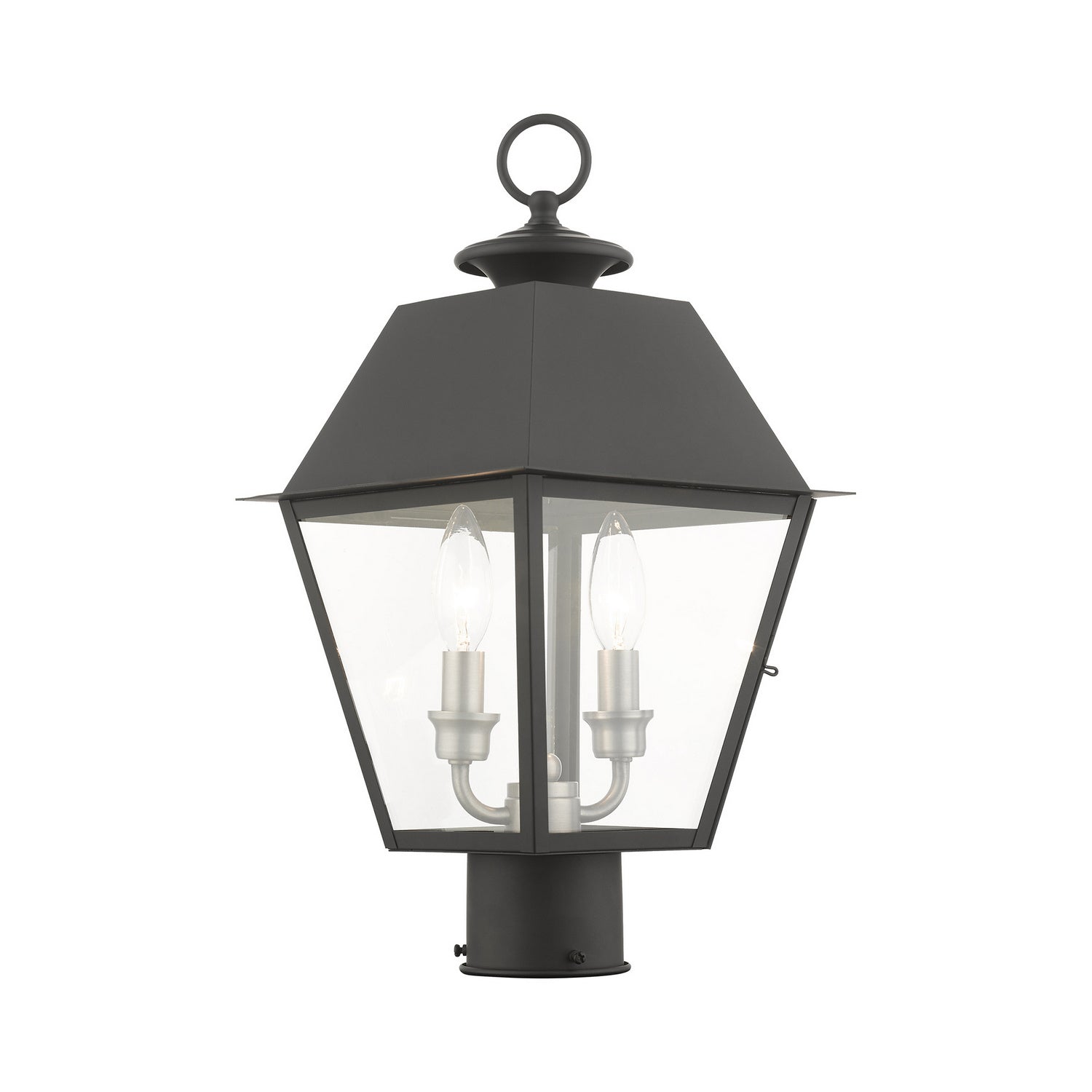 Livex Lighting - 27216-04 - Two Light Outdoor Post Top Lantern - Wentworth - Black w/ Brushed Nickel Cluster