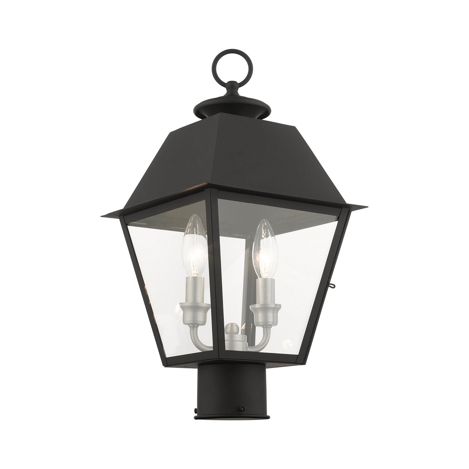 Livex Lighting - 27216-04 - Two Light Outdoor Post Top Lantern - Wentworth - Black w/ Brushed Nickel Cluster