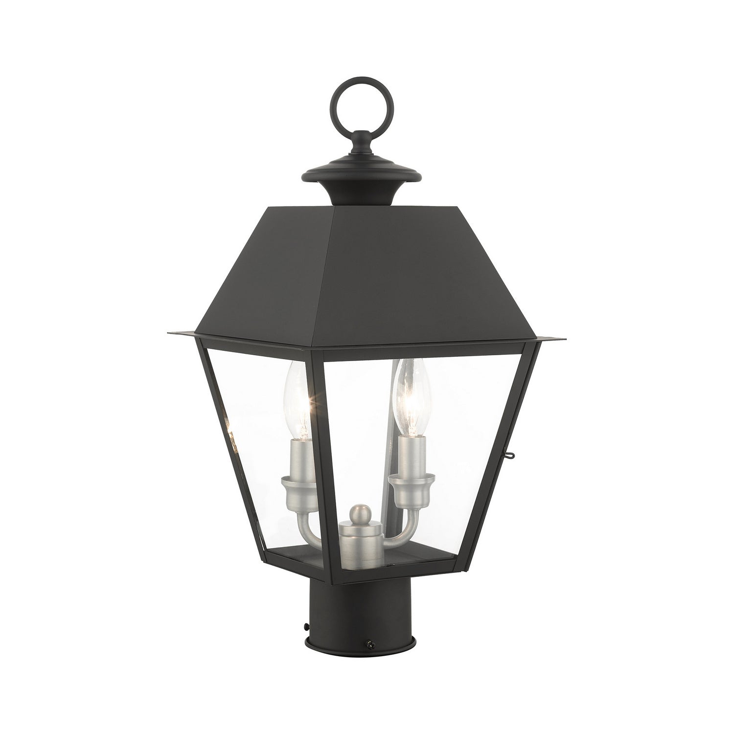 Livex Lighting - 27216-04 - Two Light Outdoor Post Top Lantern - Wentworth - Black w/ Brushed Nickel Cluster