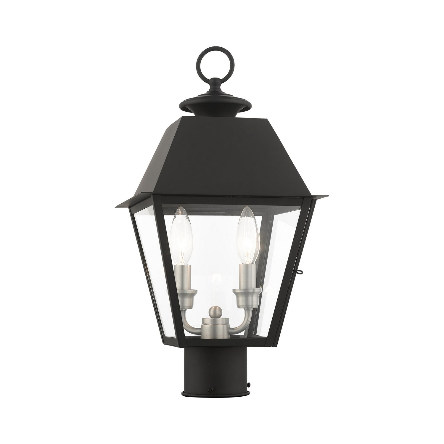 Livex Lighting - 27216-04 - Two Light Outdoor Post Top Lantern - Wentworth - Black w/ Brushed Nickel Cluster