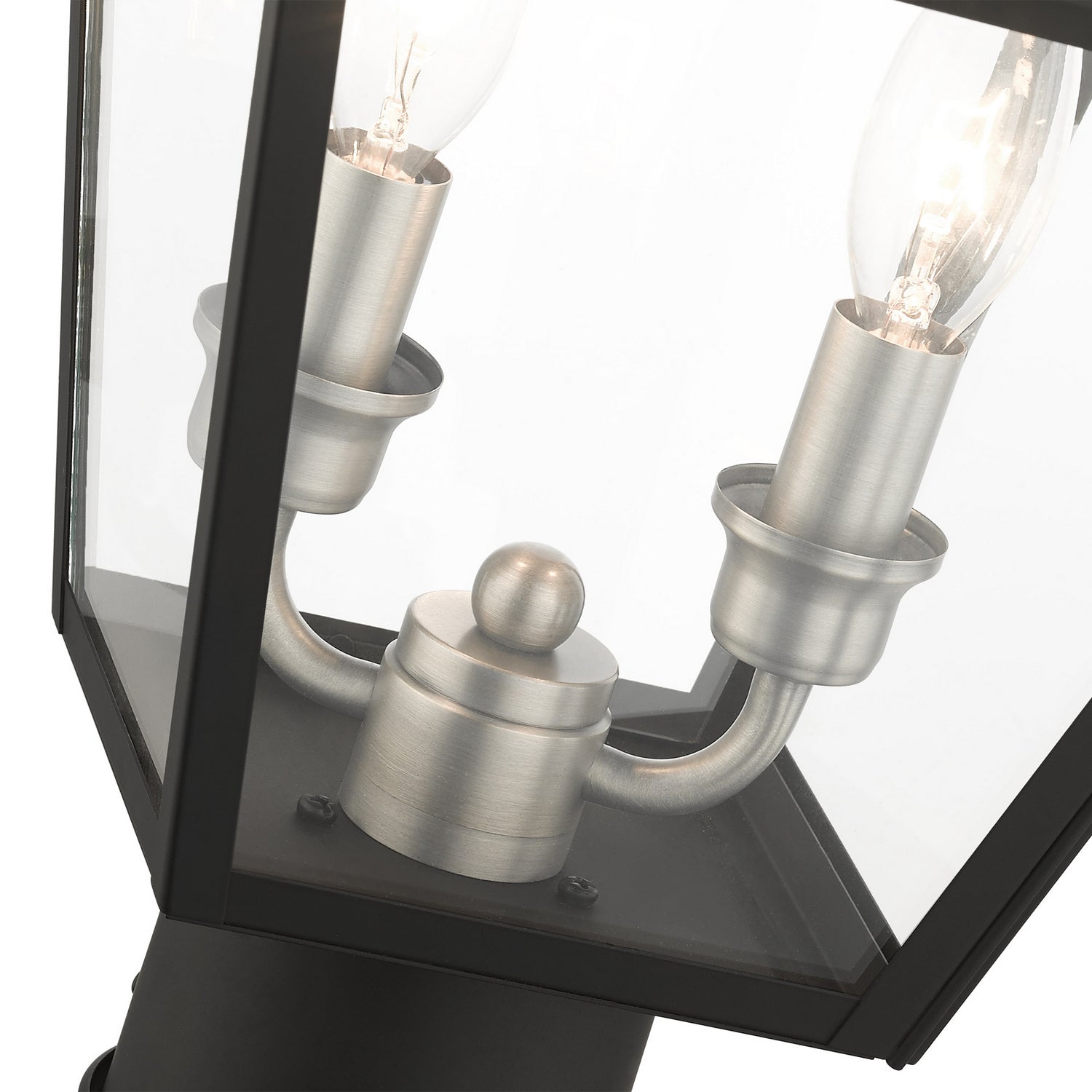 Livex Lighting - 27216-04 - Two Light Outdoor Post Top Lantern - Wentworth - Black w/ Brushed Nickel Cluster