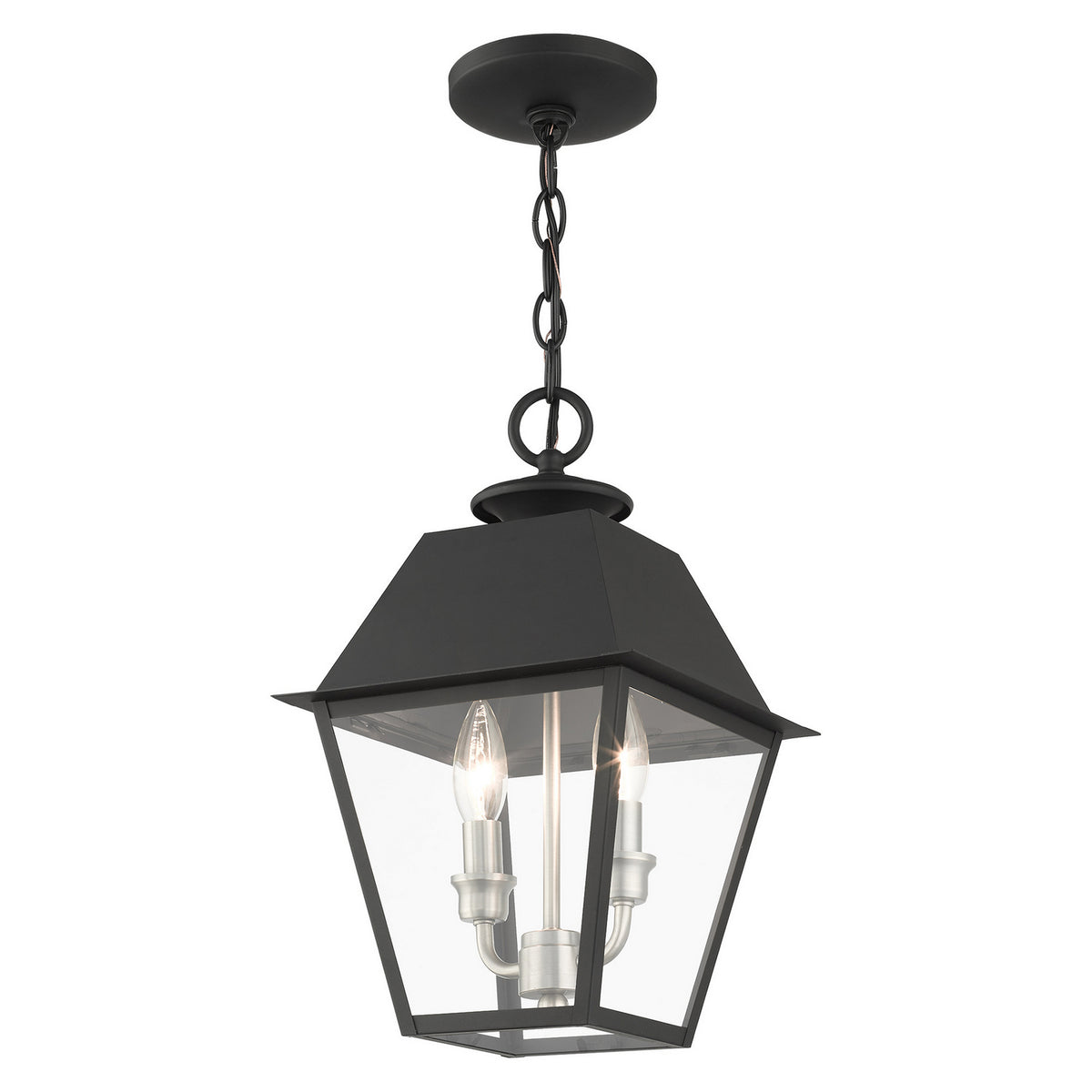 Livex Lighting - 27217-04 - Two Light Outdoor Pendant - Wentworth - Black w/ Brushed Nickel Cluster