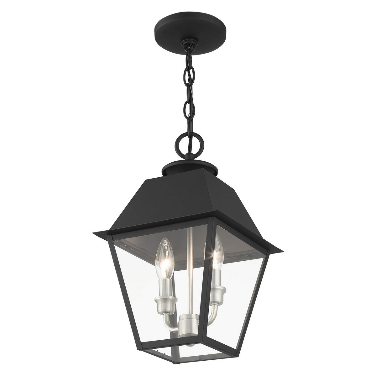 Livex Lighting - 27217-04 - Two Light Outdoor Pendant - Wentworth - Black w/ Brushed Nickel Cluster