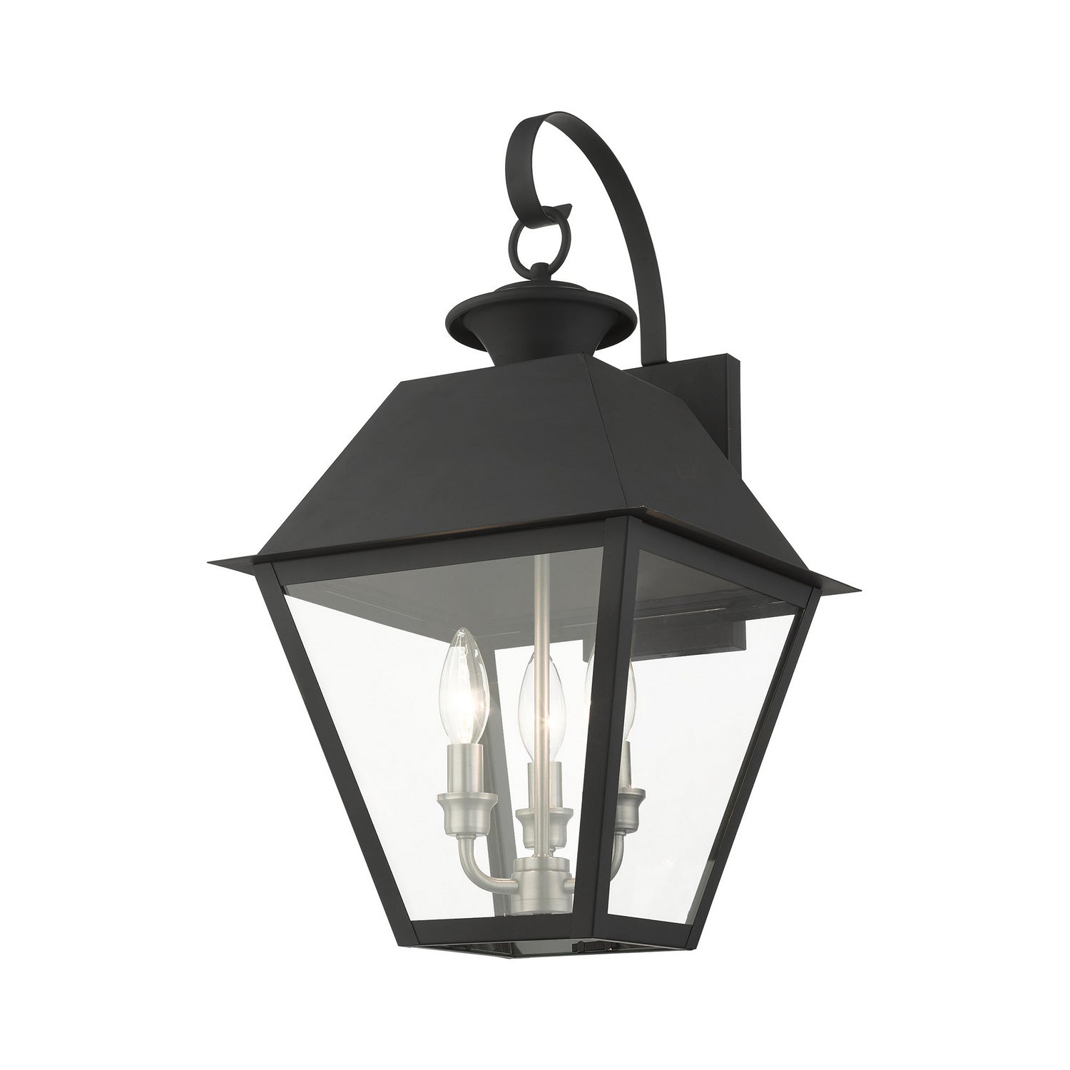 Livex Lighting - 27218-04 - Three Light Outdoor Wall Lantern - Wentworth - Black w/ Brushed Nickel Cluster