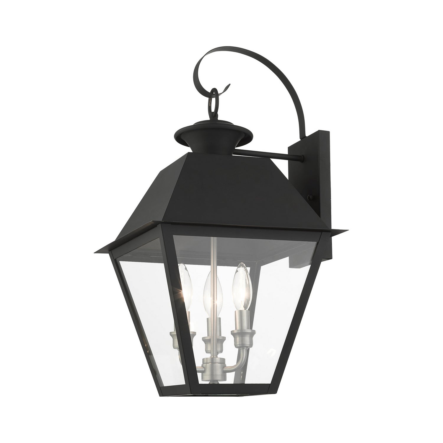 Livex Lighting - 27218-04 - Three Light Outdoor Wall Lantern - Wentworth - Black w/ Brushed Nickel Cluster