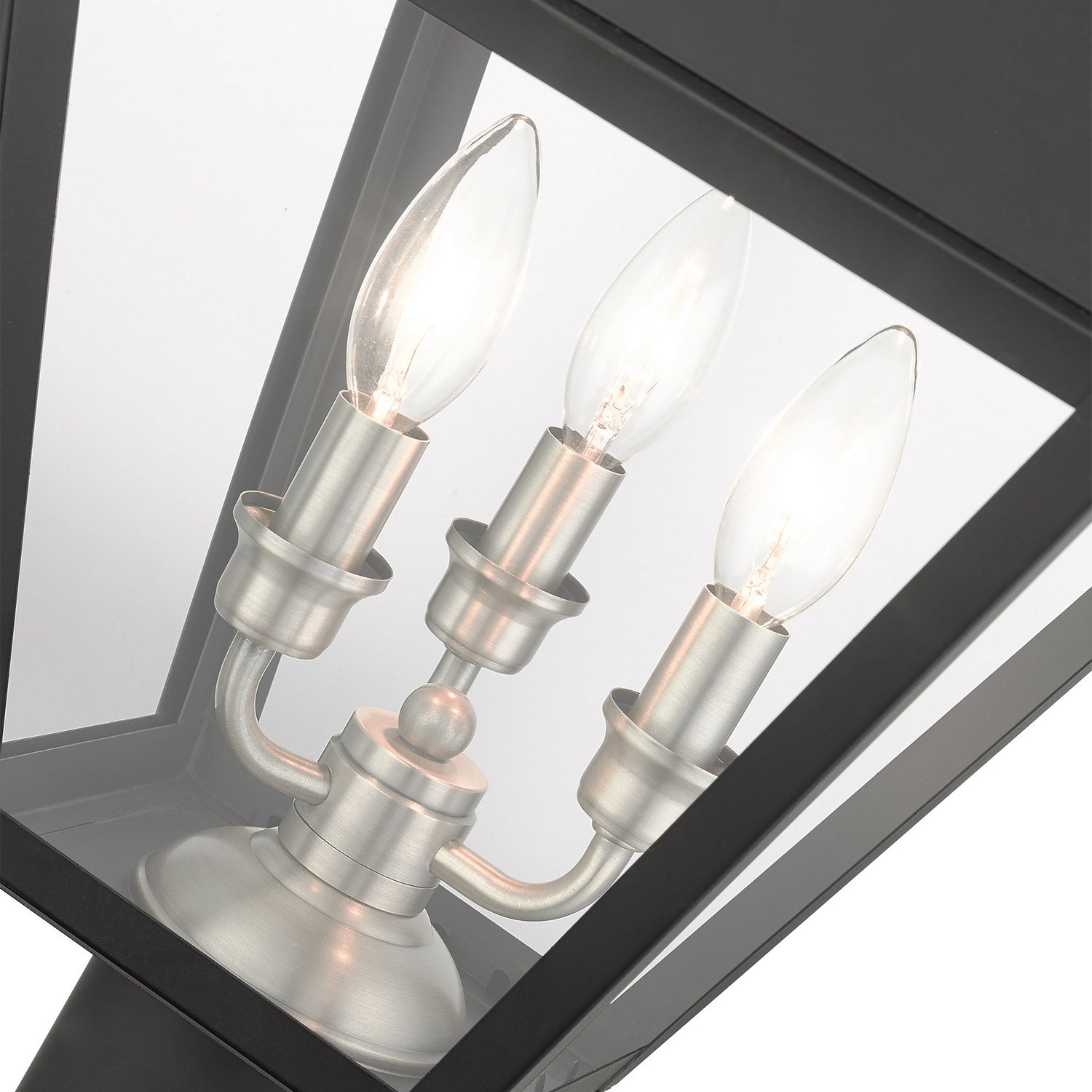 Livex Lighting - 27219-04 - Three Light Outdoor Post Top Lantern - Wentworth - Black w/ Brushed Nickel Cluster