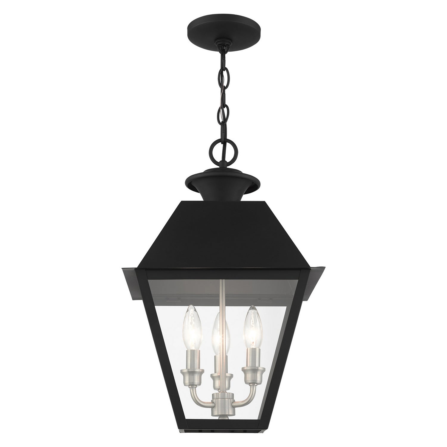 Livex Lighting - 27220-04 - Three Light Outdoor Pendant - Wentworth - Black w/ Brushed Nickel Cluster