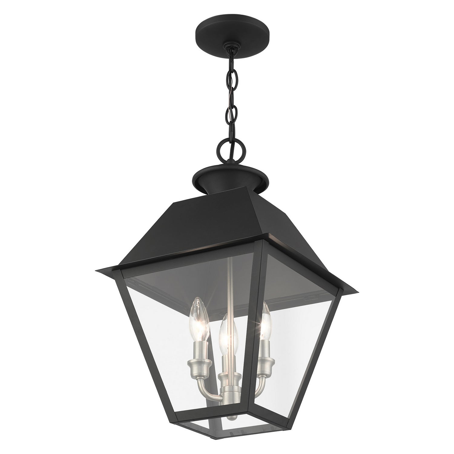 Livex Lighting - 27220-04 - Three Light Outdoor Pendant - Wentworth - Black w/ Brushed Nickel Cluster