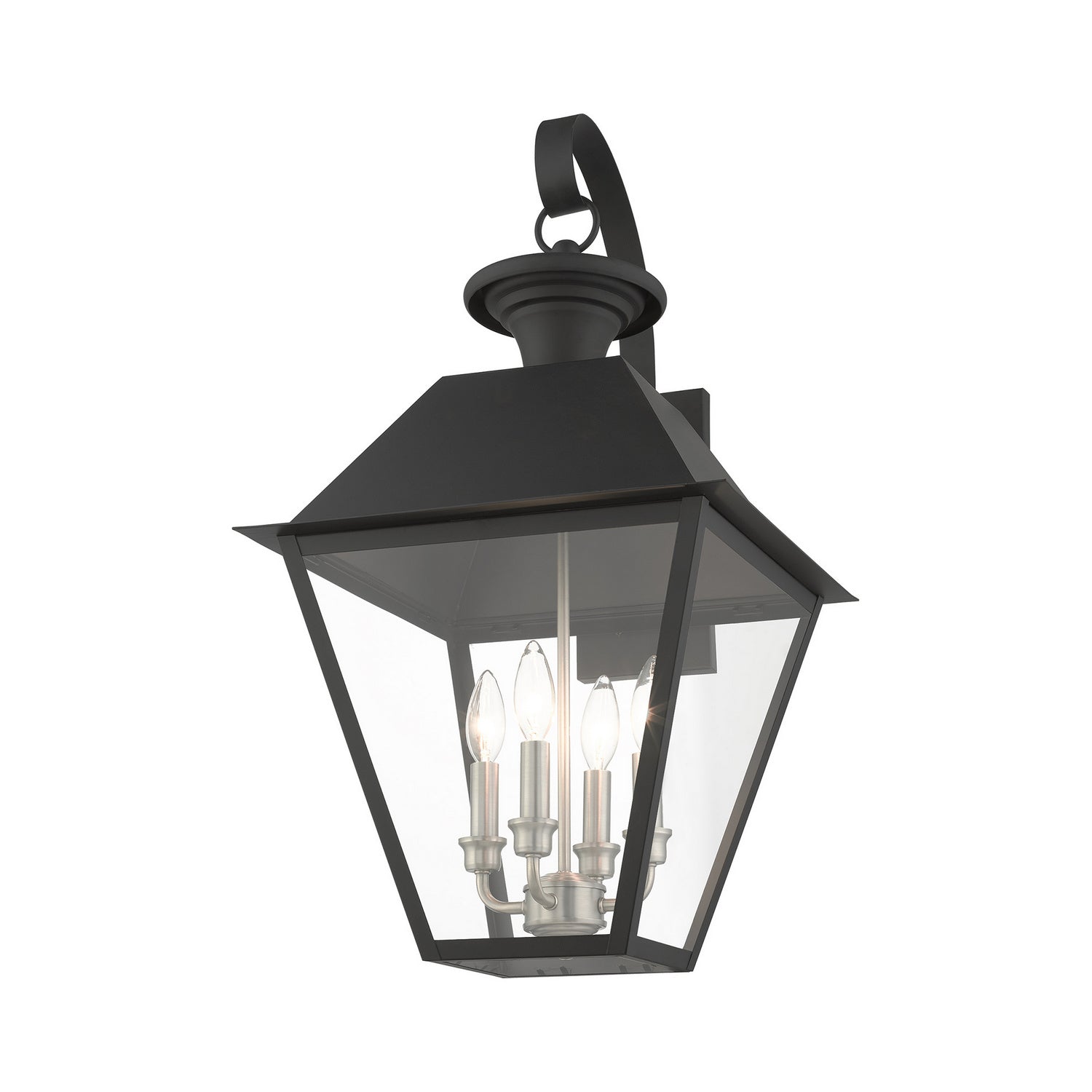 Livex Lighting - 27222-04 - Four Light Outdoor Wall Lantern - Wentworth - Black w/ Brushed Nickel Cluster