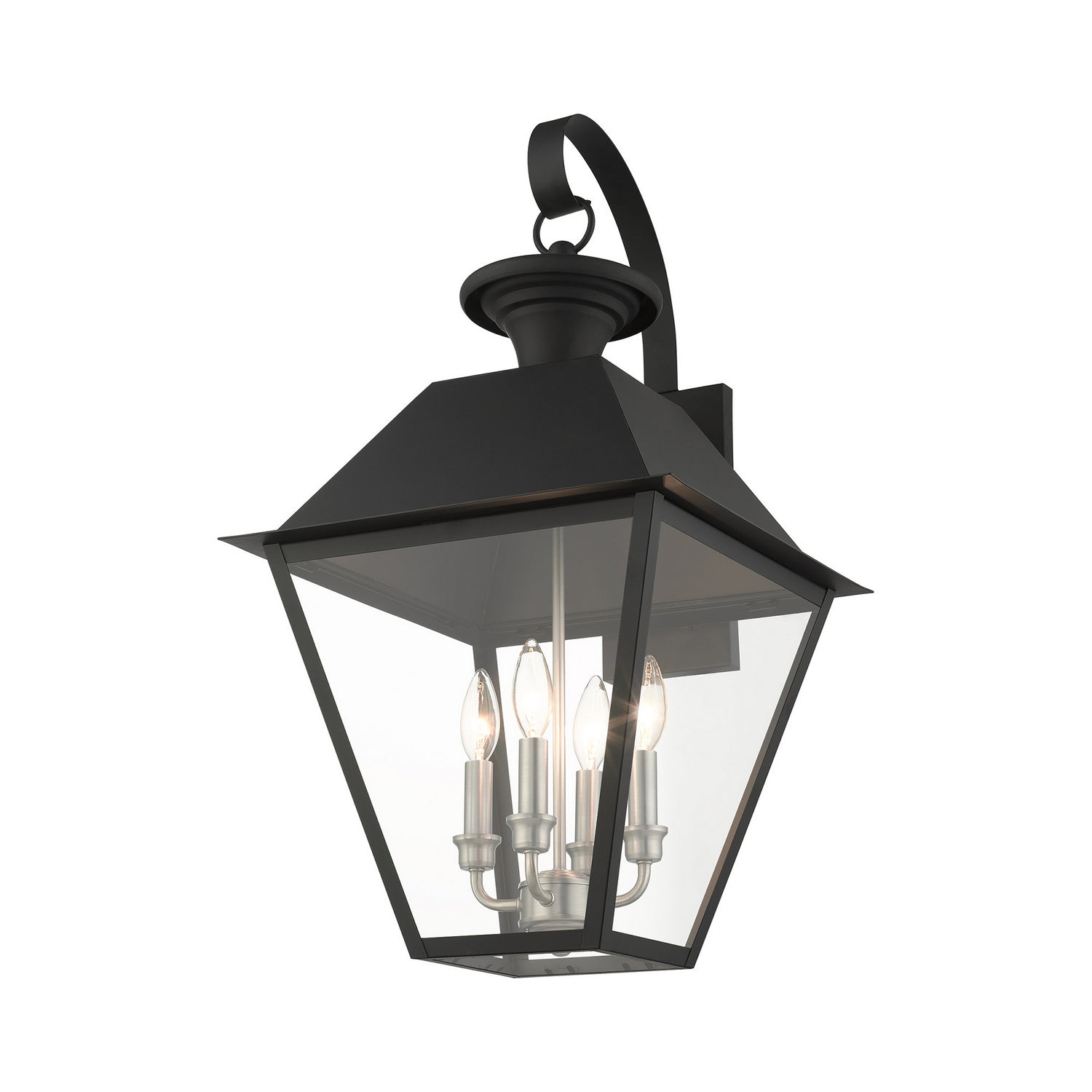 Livex Lighting - 27222-04 - Four Light Outdoor Wall Lantern - Wentworth - Black w/ Brushed Nickel Cluster