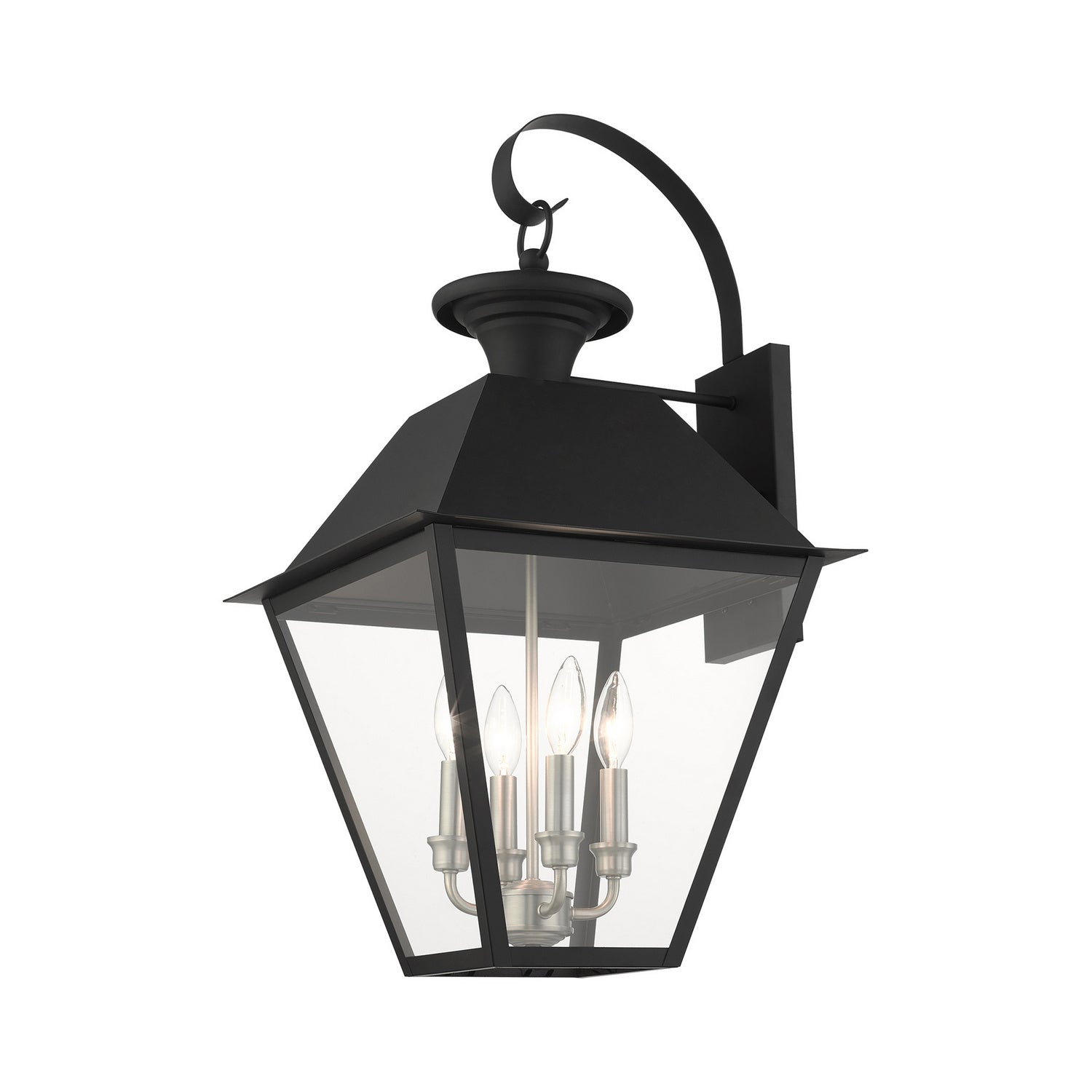 Livex Lighting - 27222-04 - Four Light Outdoor Wall Lantern - Wentworth - Black w/ Brushed Nickel Cluster